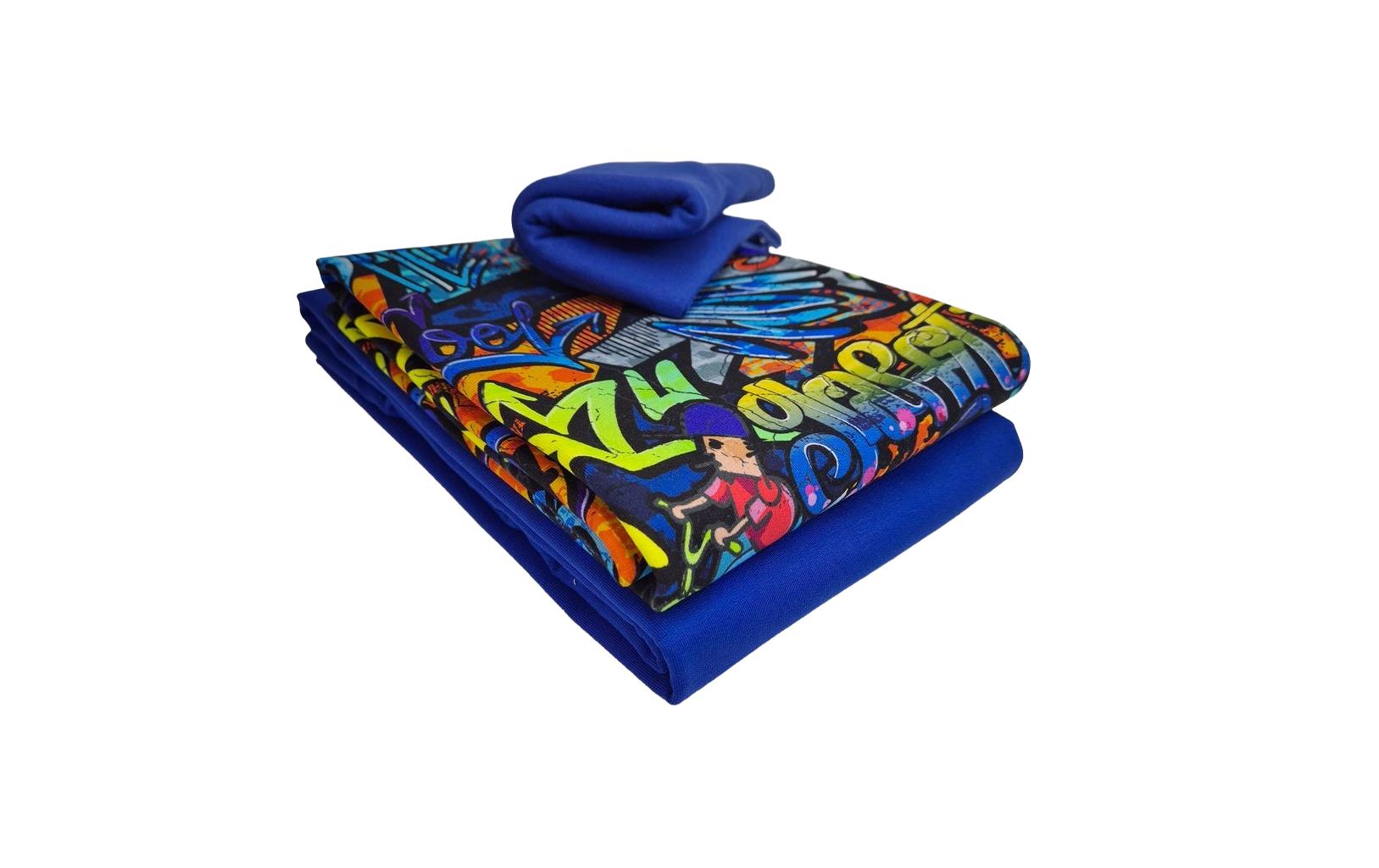 Stoffe Dekostoff – French Terry, Elasthan, Blau, 150 × 100 cm
