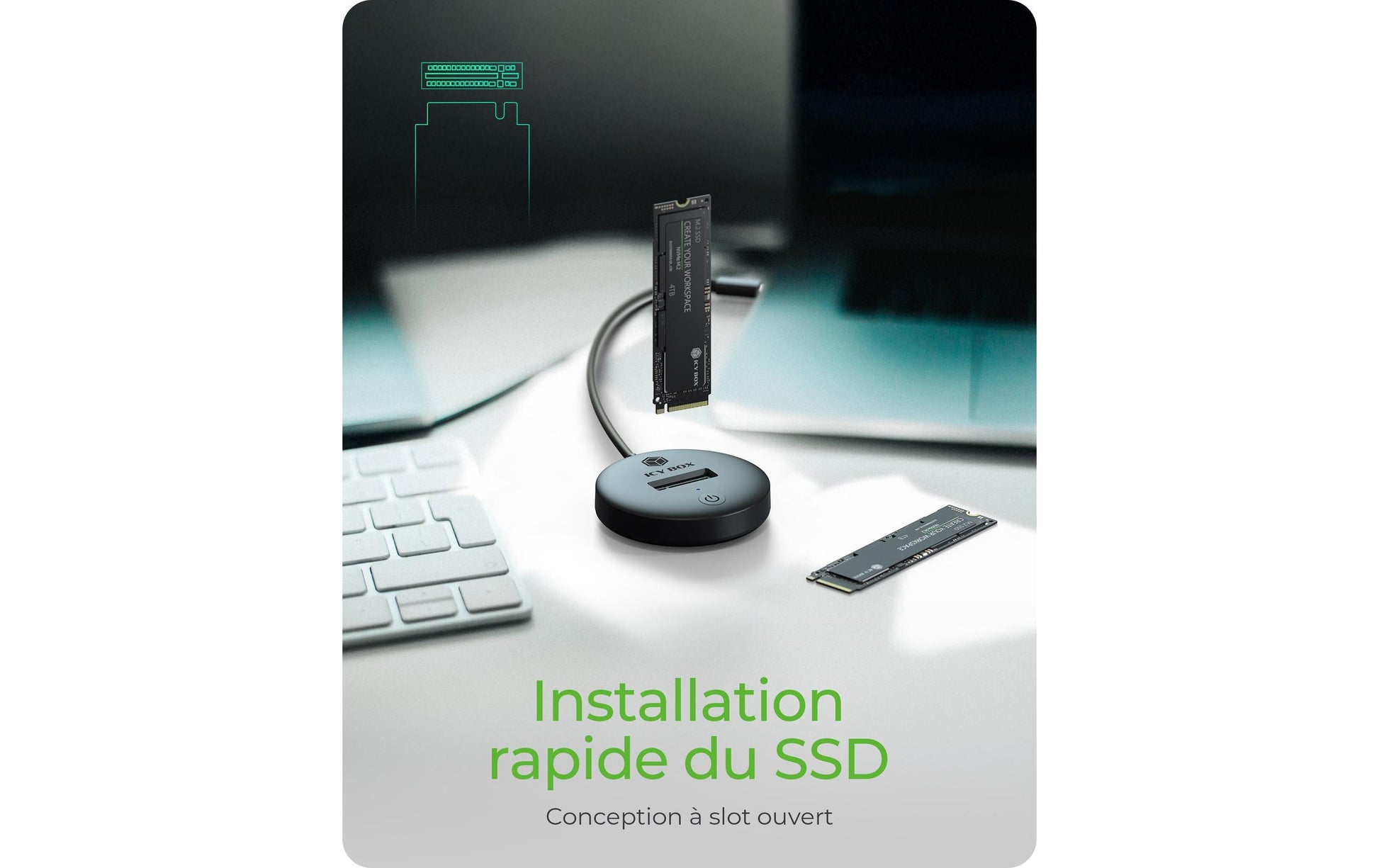 RaidSonic ICY BOX IB-1610MCD-C31 Dockingstation – USB-C, für NVMe- und SATA-SSDs, Schwarz