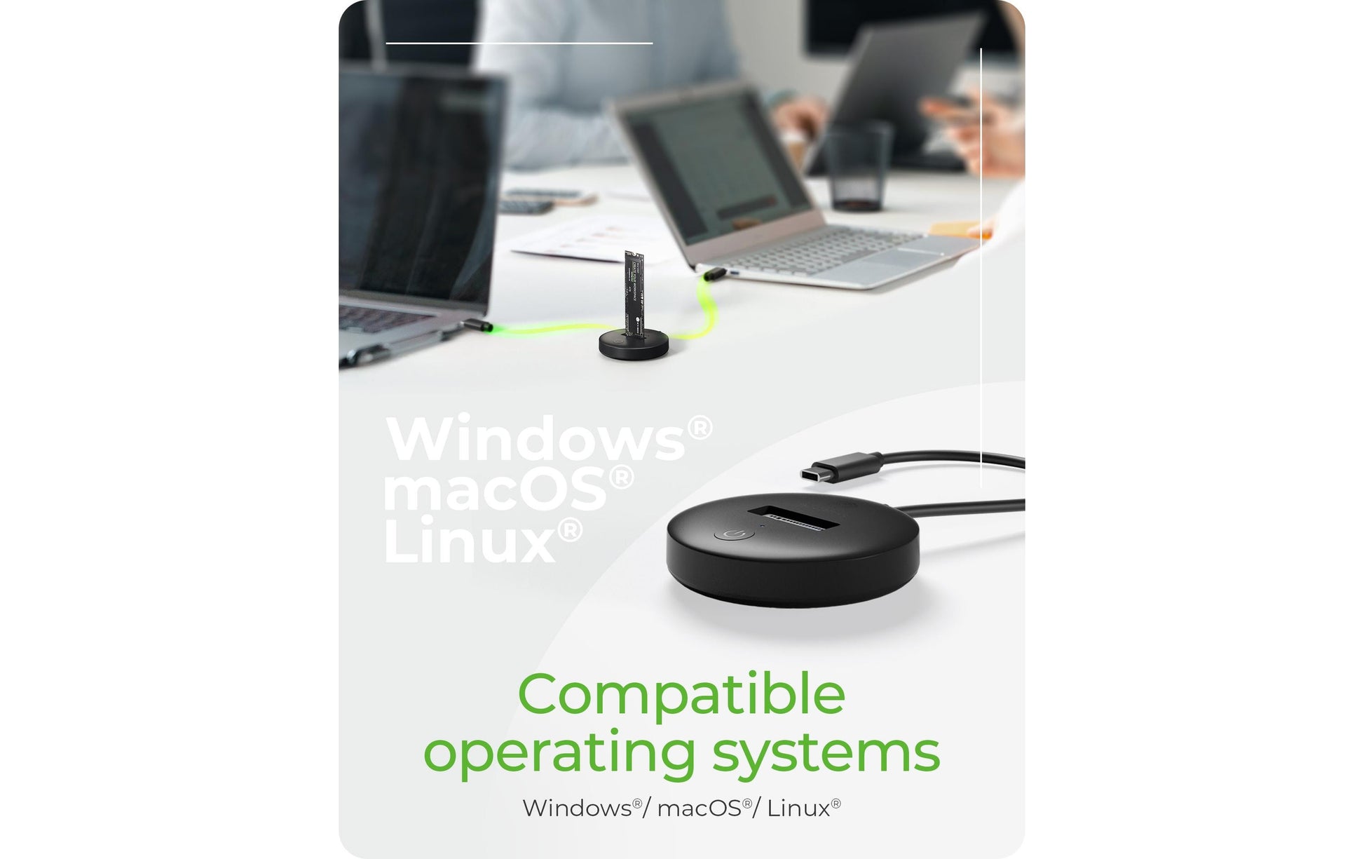 RaidSonic ICY BOX IB-1610MCD-C31 Dockingstation – USB-C, für NVMe- und SATA-SSDs, Schwarz