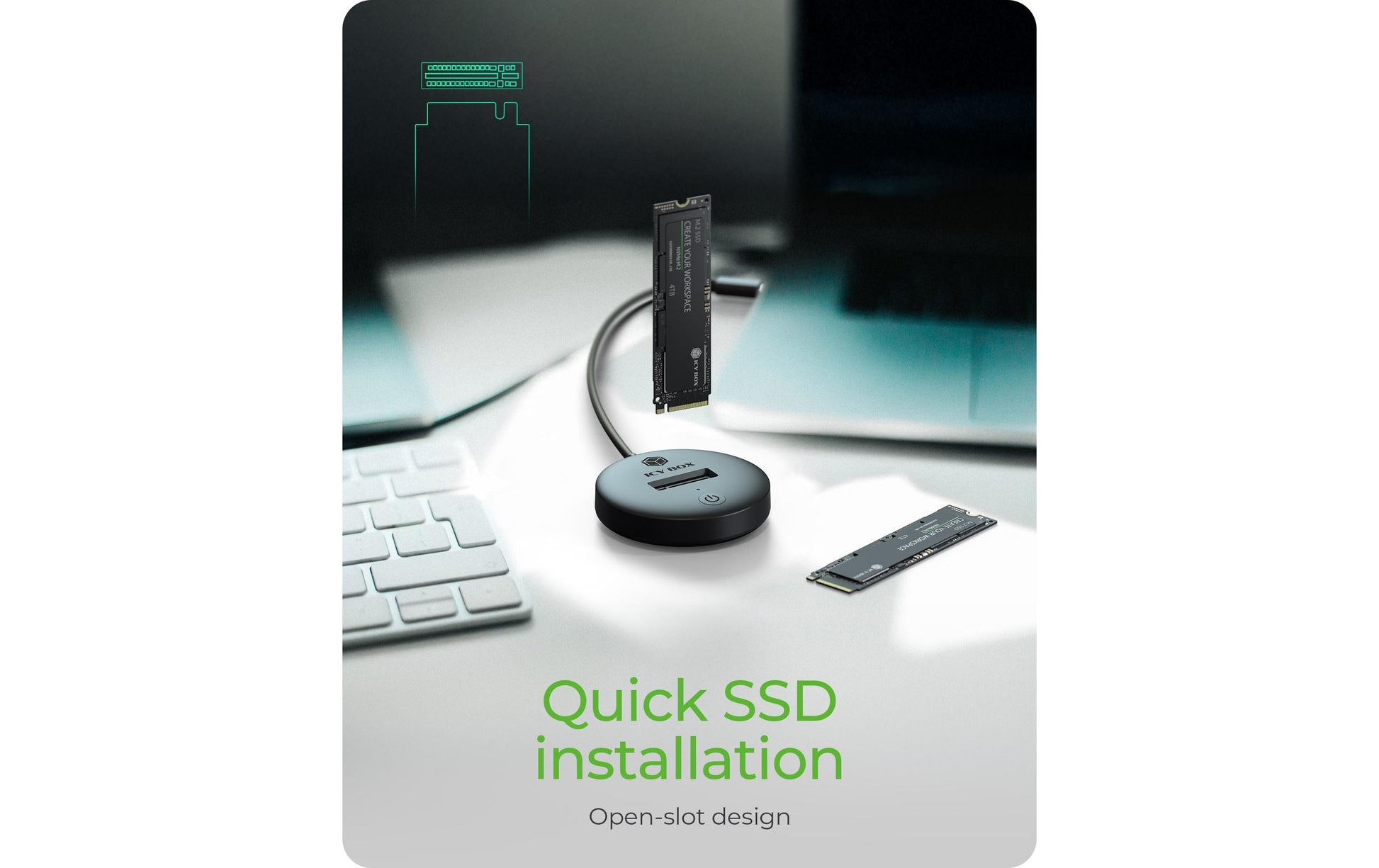 RaidSonic ICY BOX IB-1610MCD-C31 Dockingstation – USB-C, für NVMe- und SATA-SSDs, Schwarz