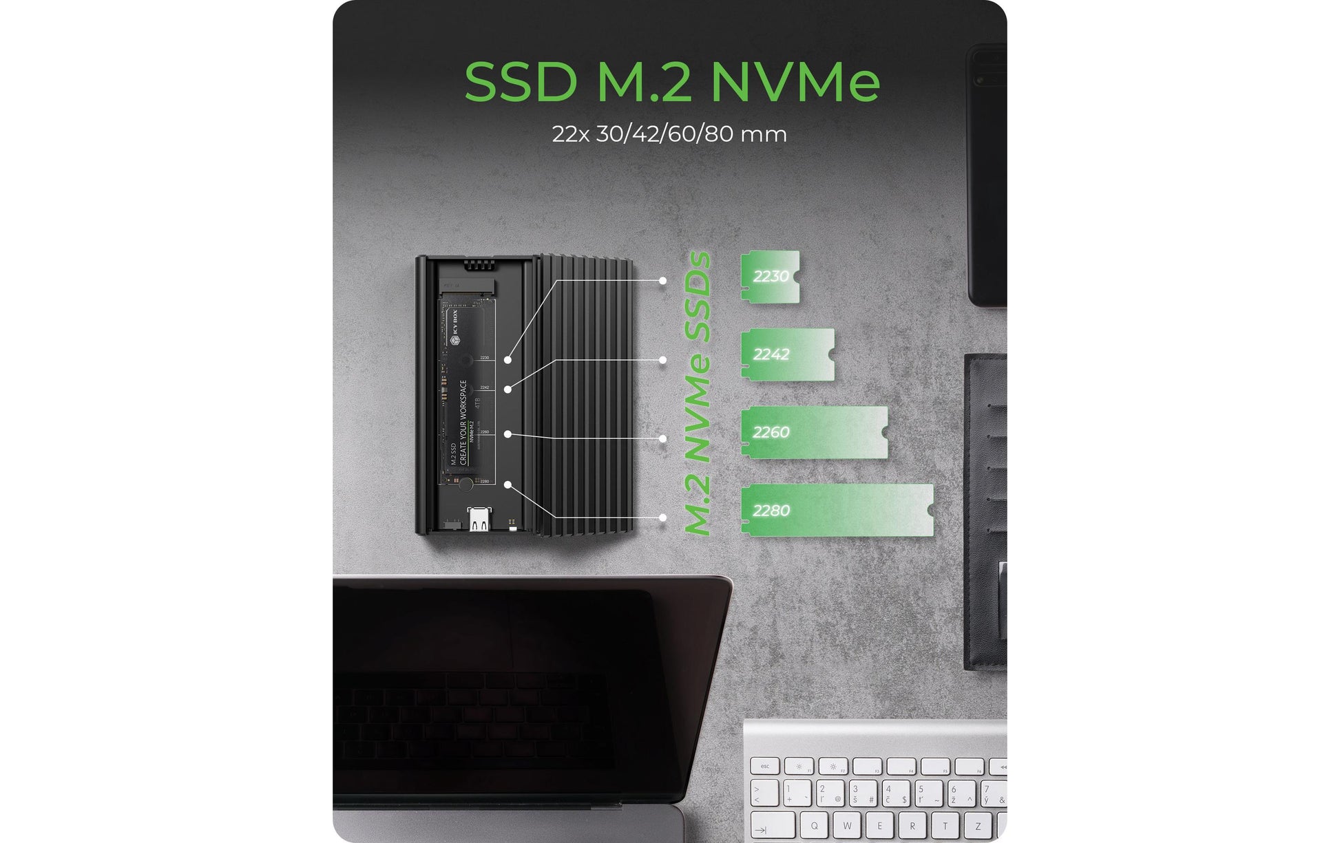 RaidSonic ICY BOX IB-1917M-C32a – 1-Bay M.2 NVMe-Gehäuse – für M.2 NVMe (PCIe x4)