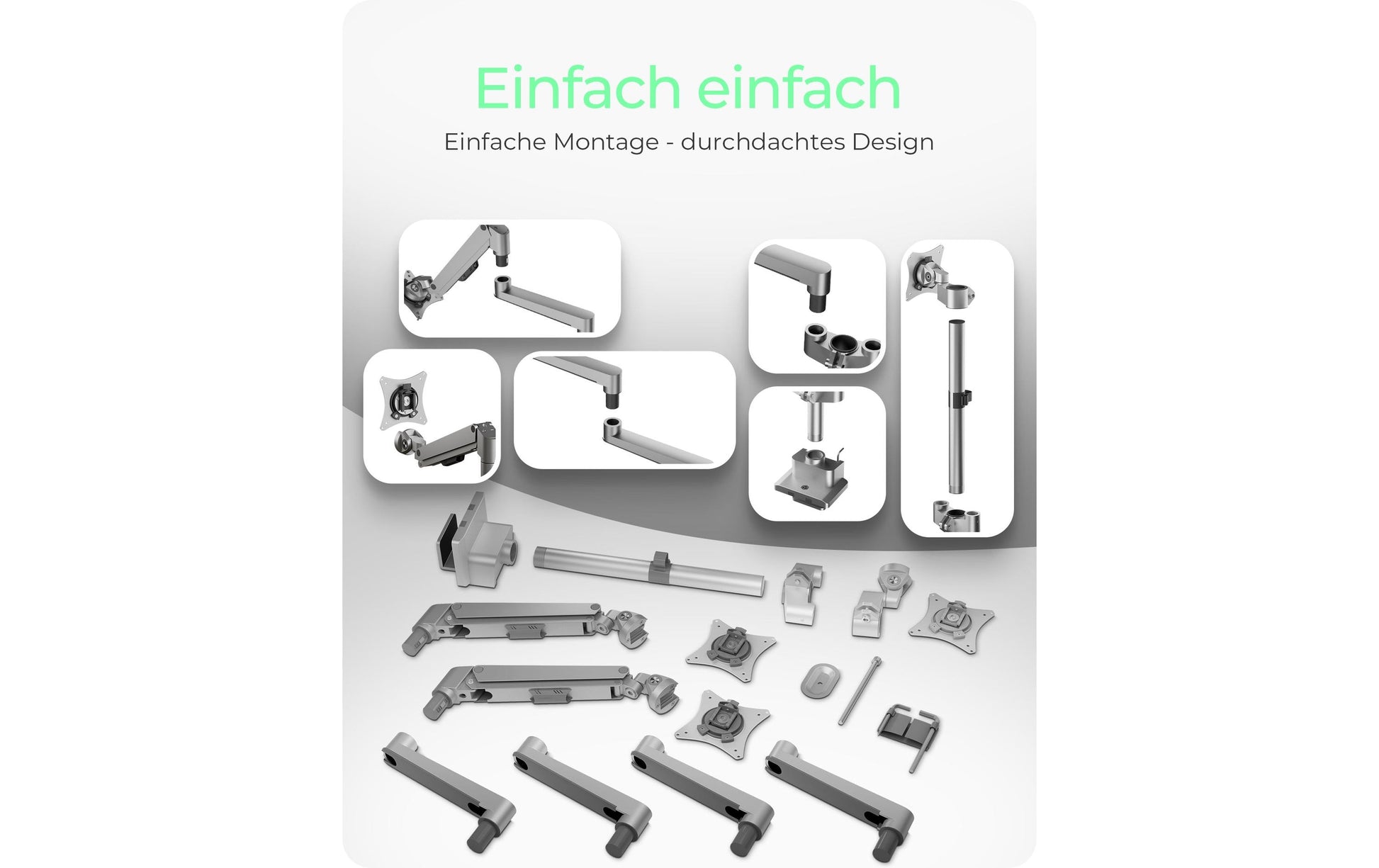 ICY BOX Tischhalterung, Triple, bis 32", 7 kg, neigbar (vertikal), silber