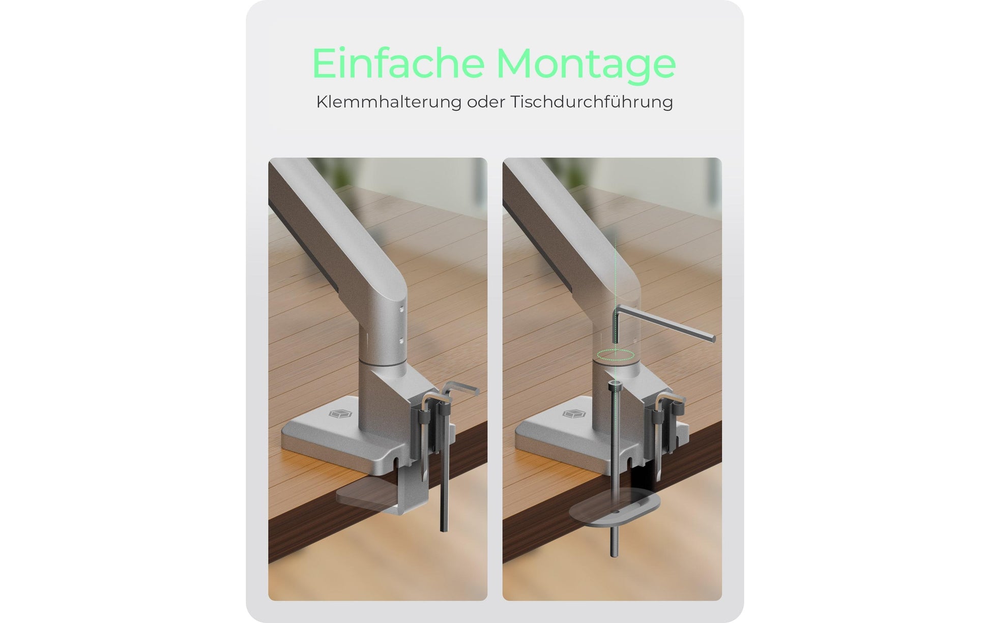 ICY BOX IB-MS523-T – Monitorarm Tischhalterung – Klemme/Durchführung – 1 Monitor – 17–32" – VESA 75×75/100×100