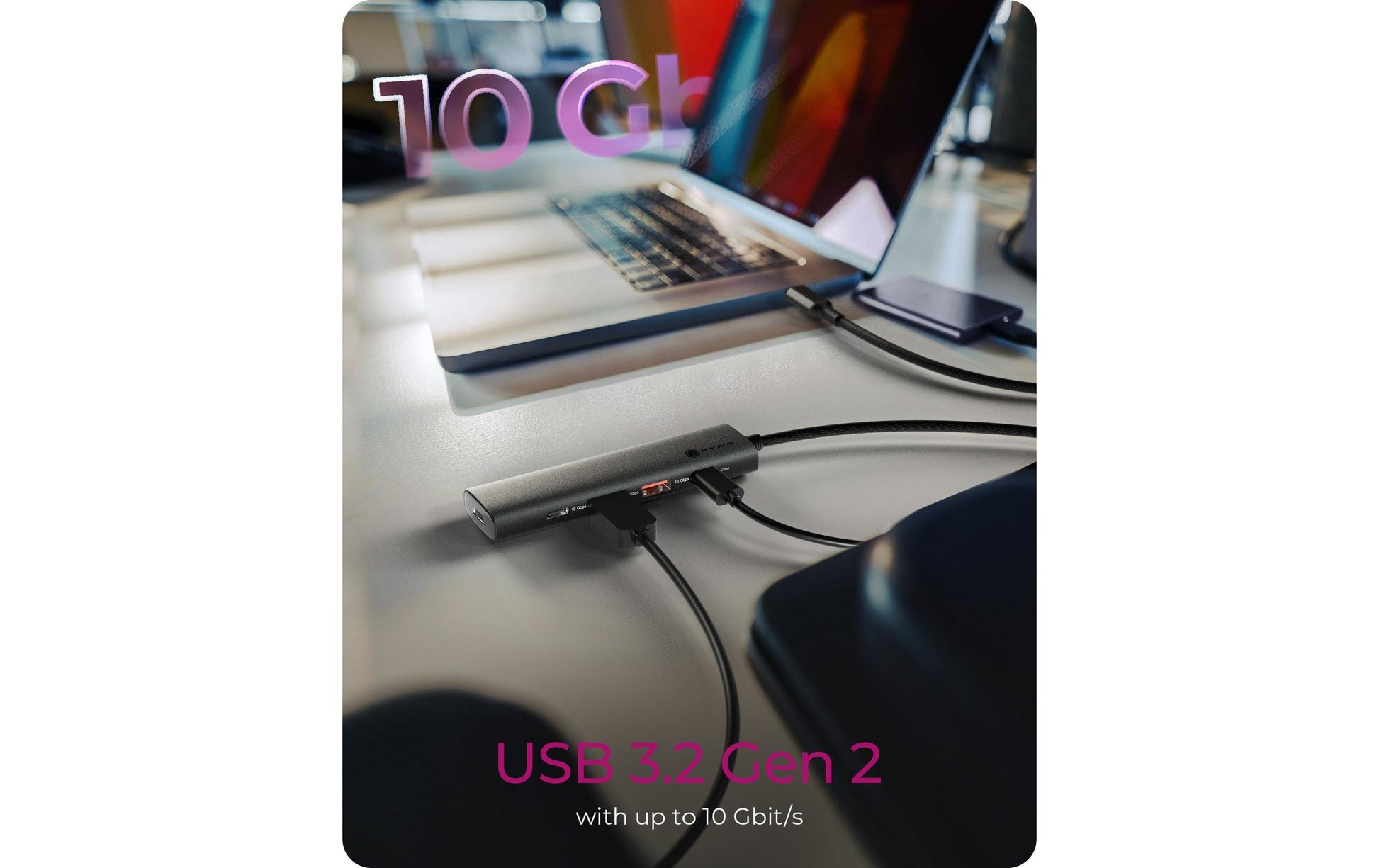 RaidSonic IB-1437-CPD USB-Hub – USB-C, 2× USB-A, 100 W PD