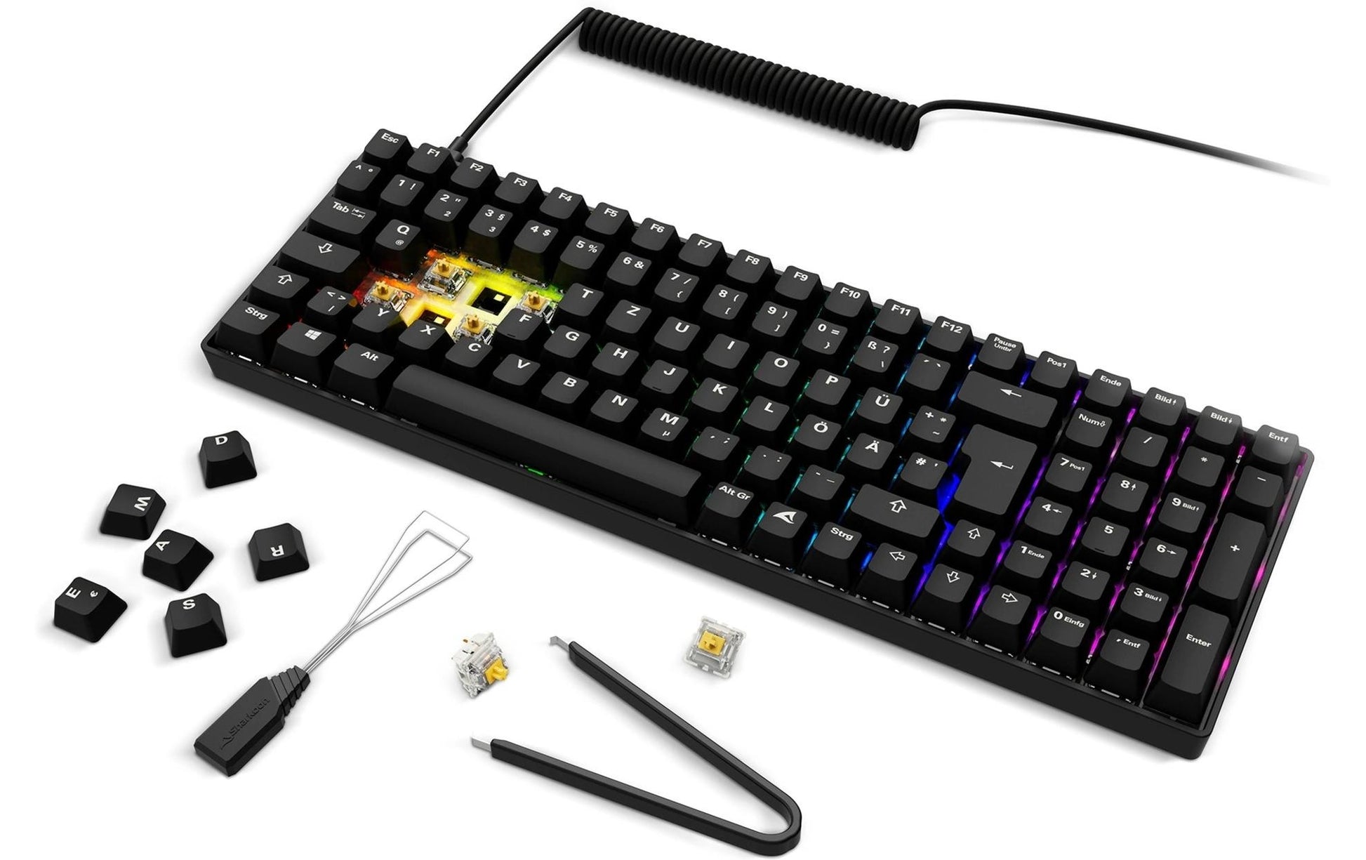 Sharkoon SGK50 S2 – Tastatur TKL – mechanisch – kabelgebunden & 2,4 GHz (USB‑A) – QWERTZ (DE) – Schwarz