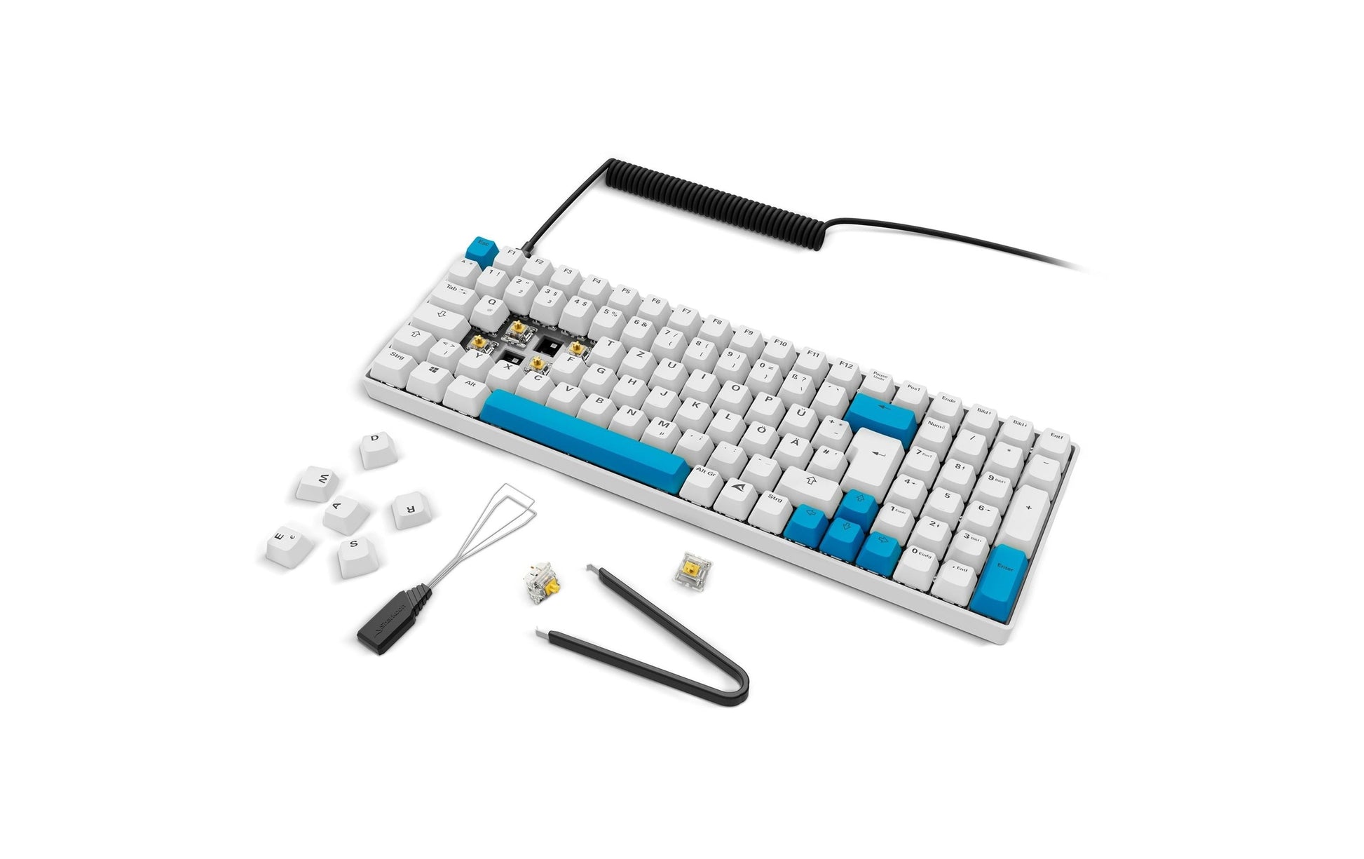 Sharkoon SGK50 S2 PBT – Tastatur TKL – Mechanisch, Verkabelt & 2,4 GHz – QWERTZ (DE) – Ohne Ziffernblock