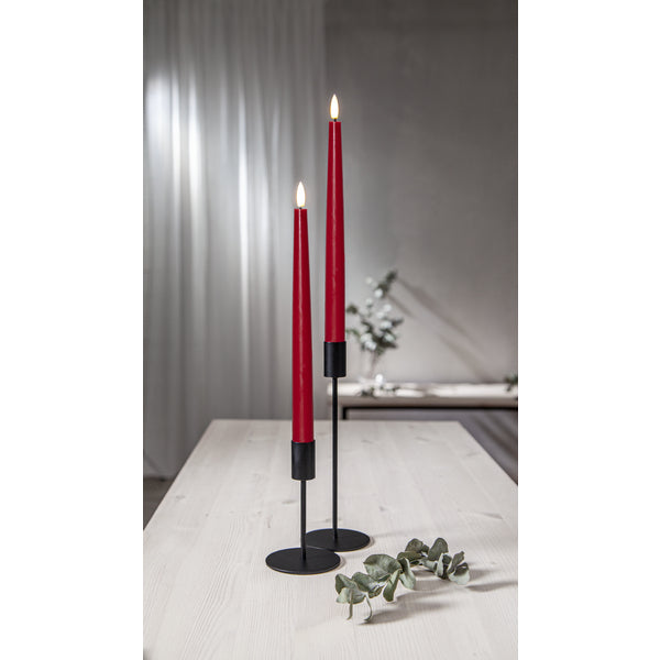 Star Trading LED Dinnerkerze – 28,5 cm – Timer 6 Std. an/18 Std. aus – 2-teilig, rot