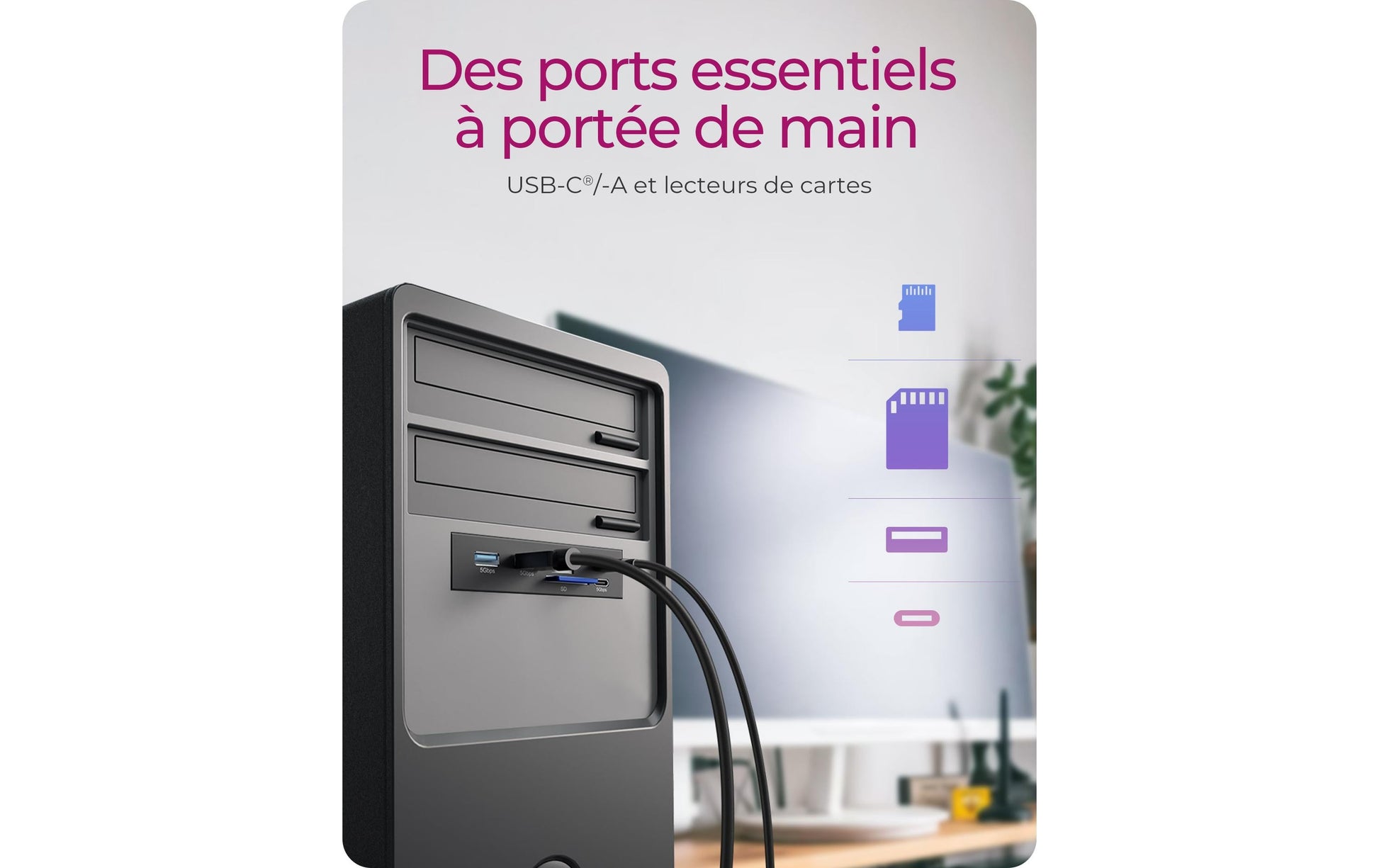 RaidSonic ICY BOX IB-1419-i3 USB-Hub – USB-C, 2× USB-A, SD