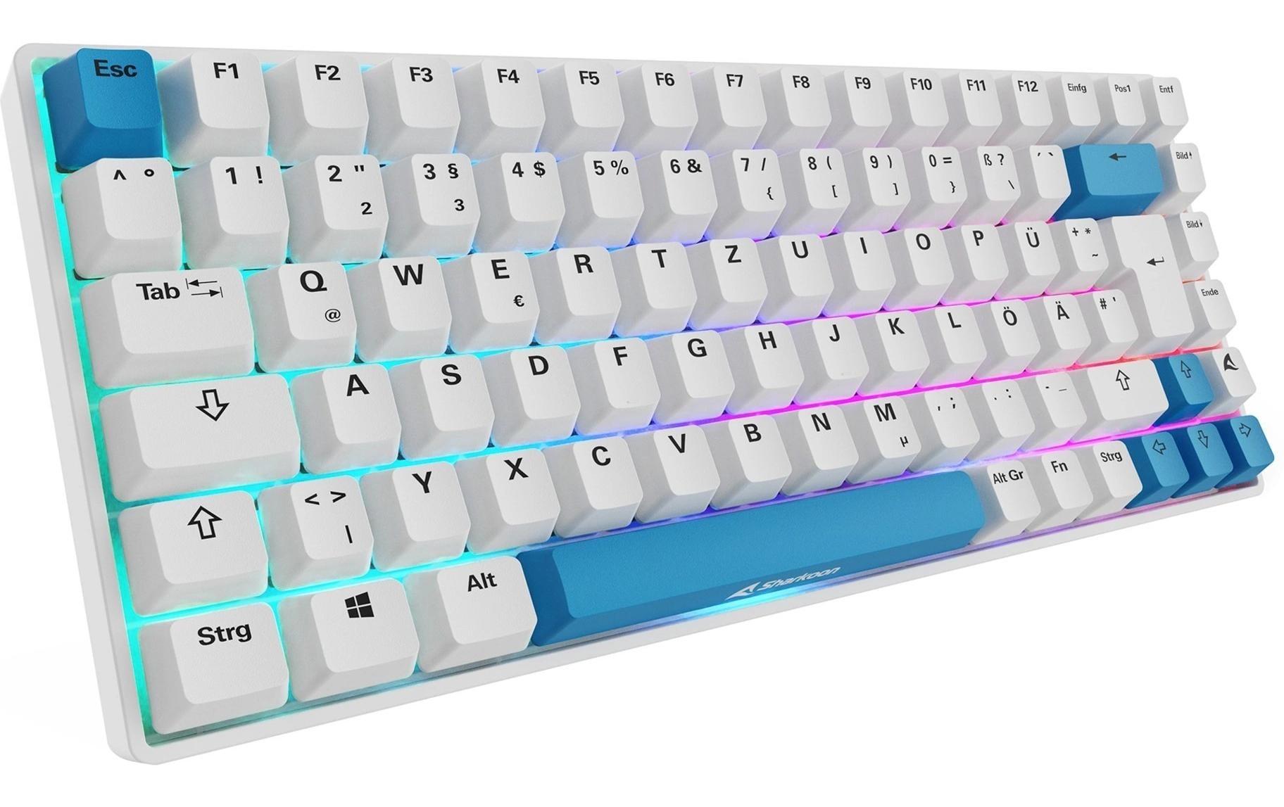 Sharkoon SKILLER SGK50 S3 PBT – Gaming-Tastatur 75% – Mechanisch, RGB – USB-C – QWERTZ (DE) – Weiss