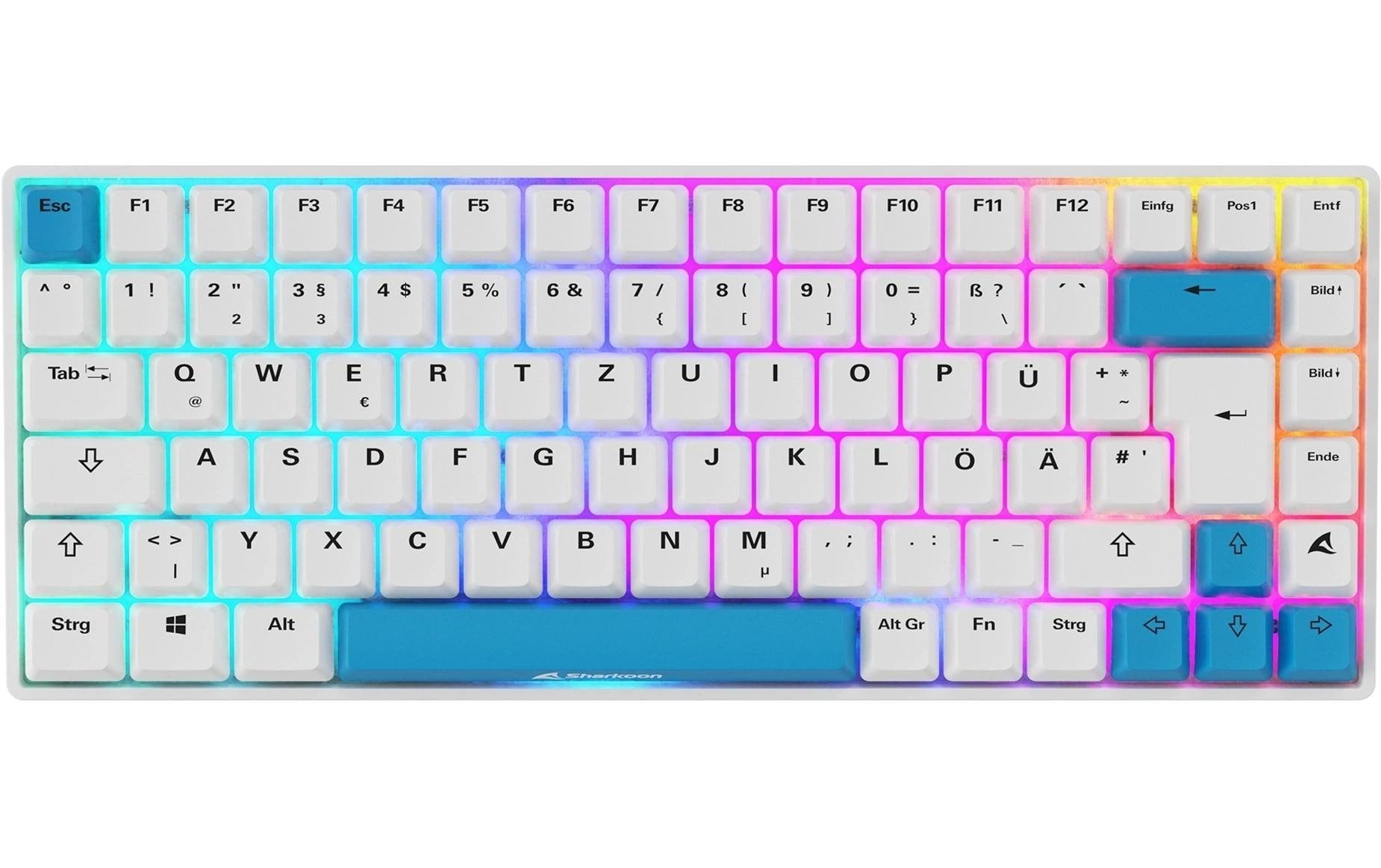 Sharkoon SKILLER SGK50 S3 PBT – Gaming-Tastatur 75% – Mechanisch, RGB – USB-C – QWERTZ (DE) – Weiss
