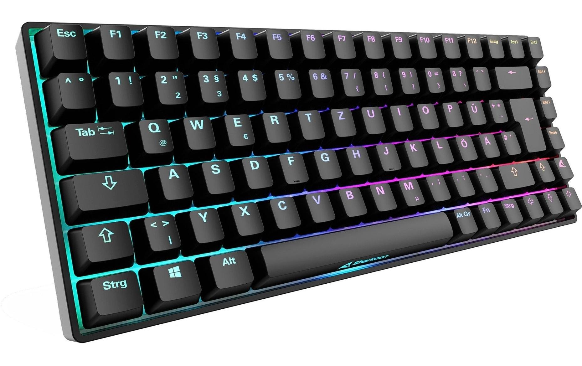 Sharkoon SKILLER SGK50 S3 – Tastatur 75% – Mechanisch (Gateron Yellow) – USB-C – QWERTZ (DE) – RGB – Schwarz