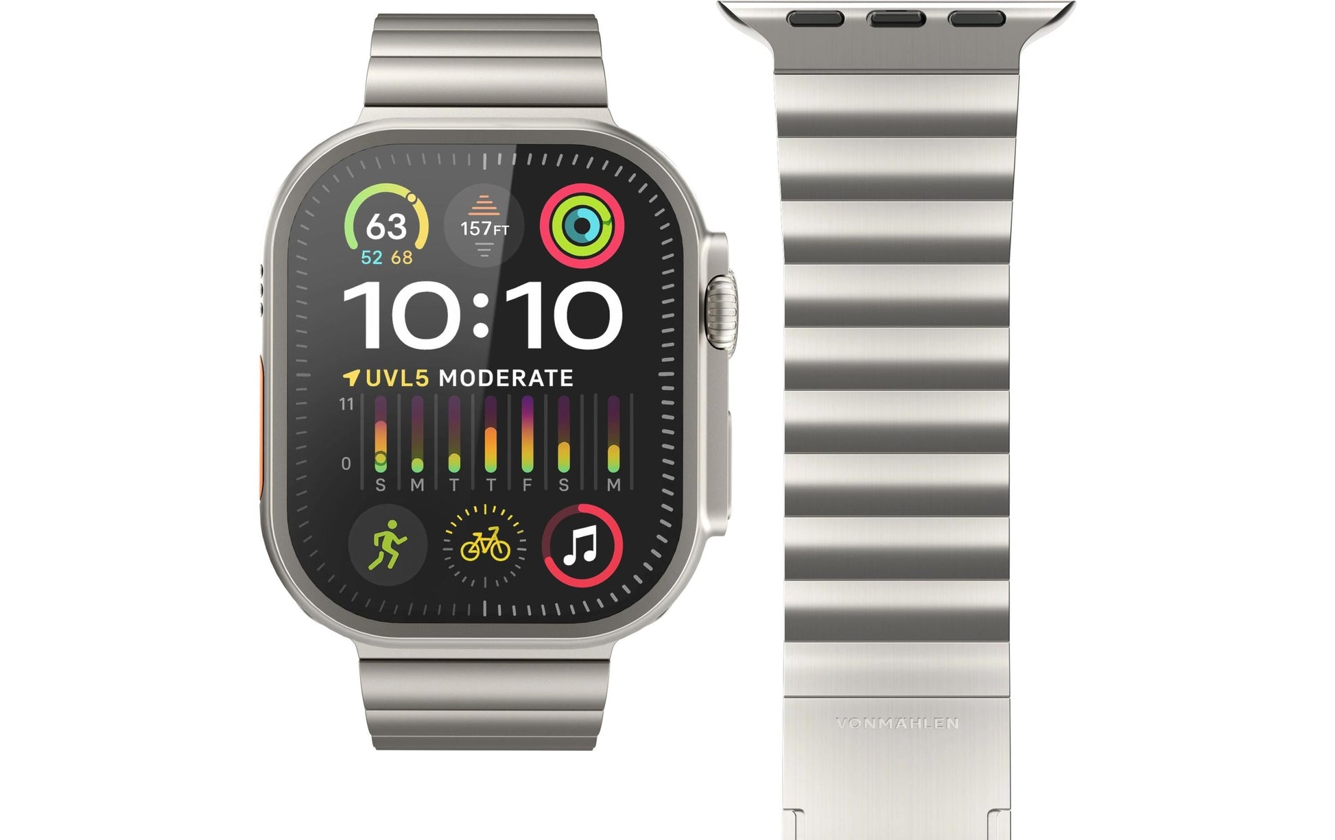 Vonmählen Link BraceletPro Nature – Armband – für Apple Watch (diverse Grössen), Silber, Einheitsgrösse, Edelstahl