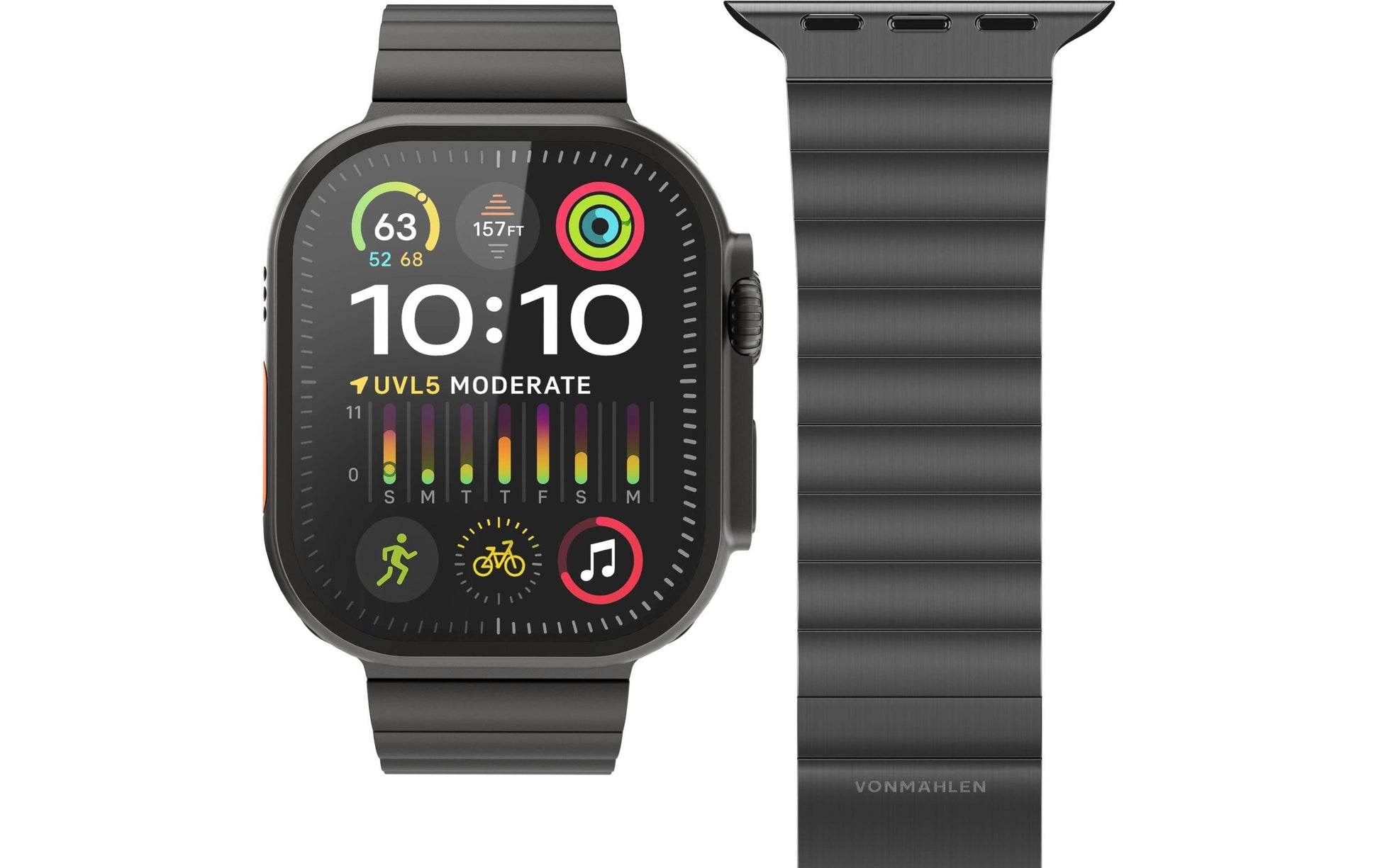 Vonmählen Link Bracelet Pro – Edelstahl, Schwarz, für Apple Watch