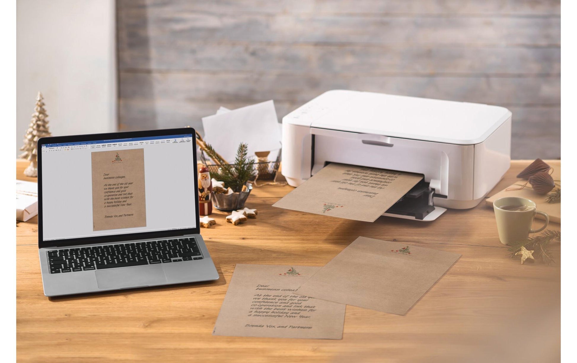 Sigel Motivpapier – A4, 100 g/m², Motiv: Weihnachten mit Äpfeln – für Inkjet, Laser, Kopierer – 100 Blatt