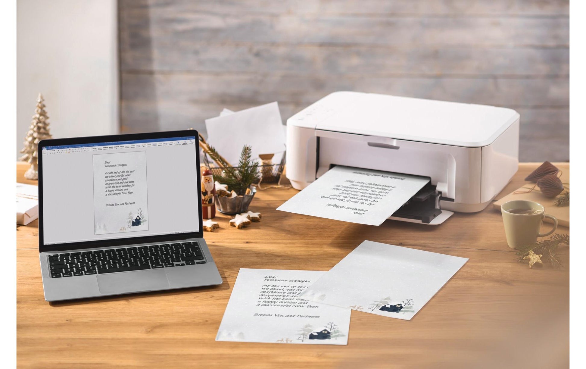 Sigel Motivpapier – A4, 90 g/m², Motiv: Gemütliches Weihnachts-Aquarell – für Inkjet/Laser/Kopierer – FSC – 25 Blatt