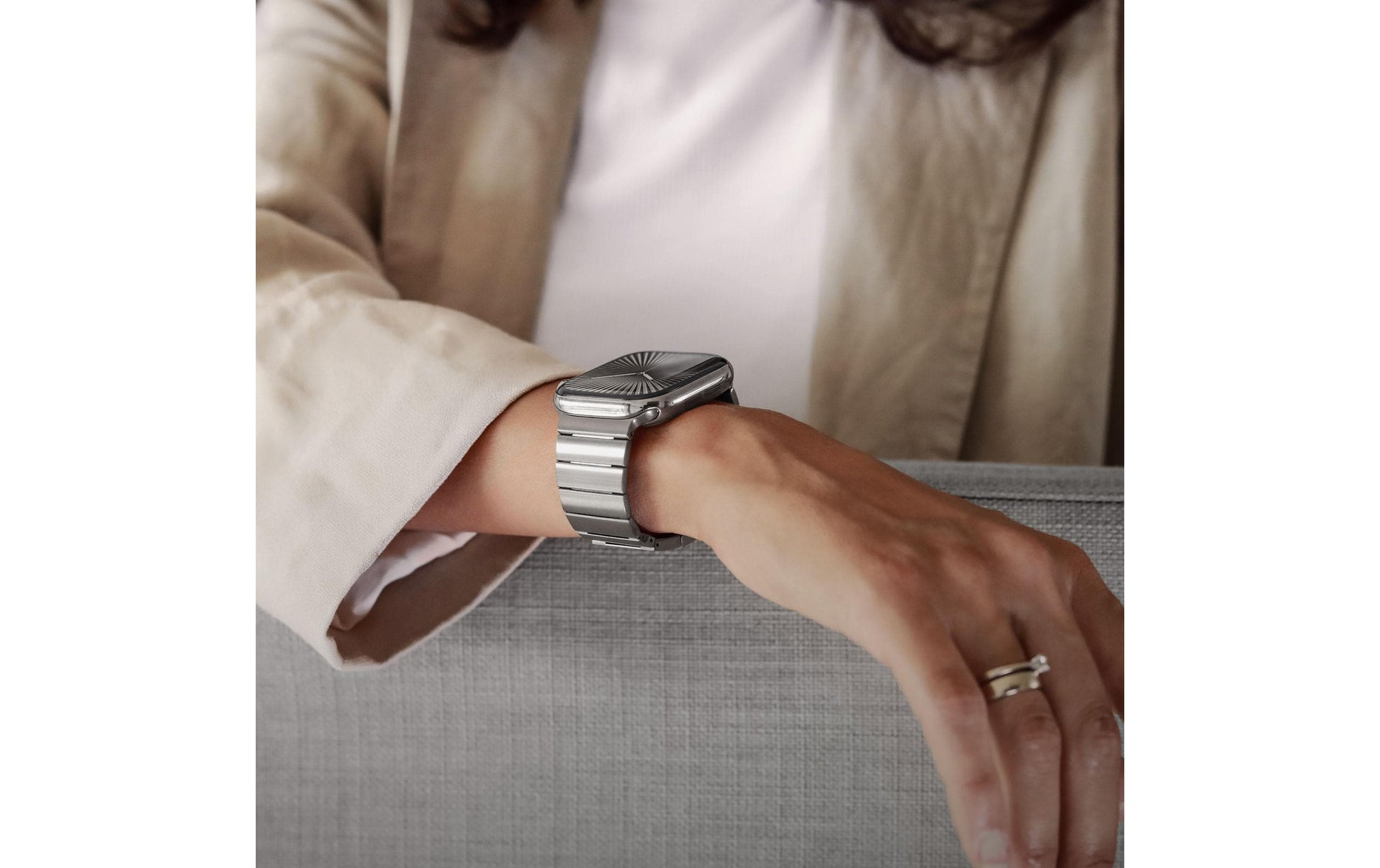 Vonmählen Link Bracelet Pro OS – Armband – für Apple Watch 40 mm, 41 mm, 42 mm, Desert Sand, Edelstahl