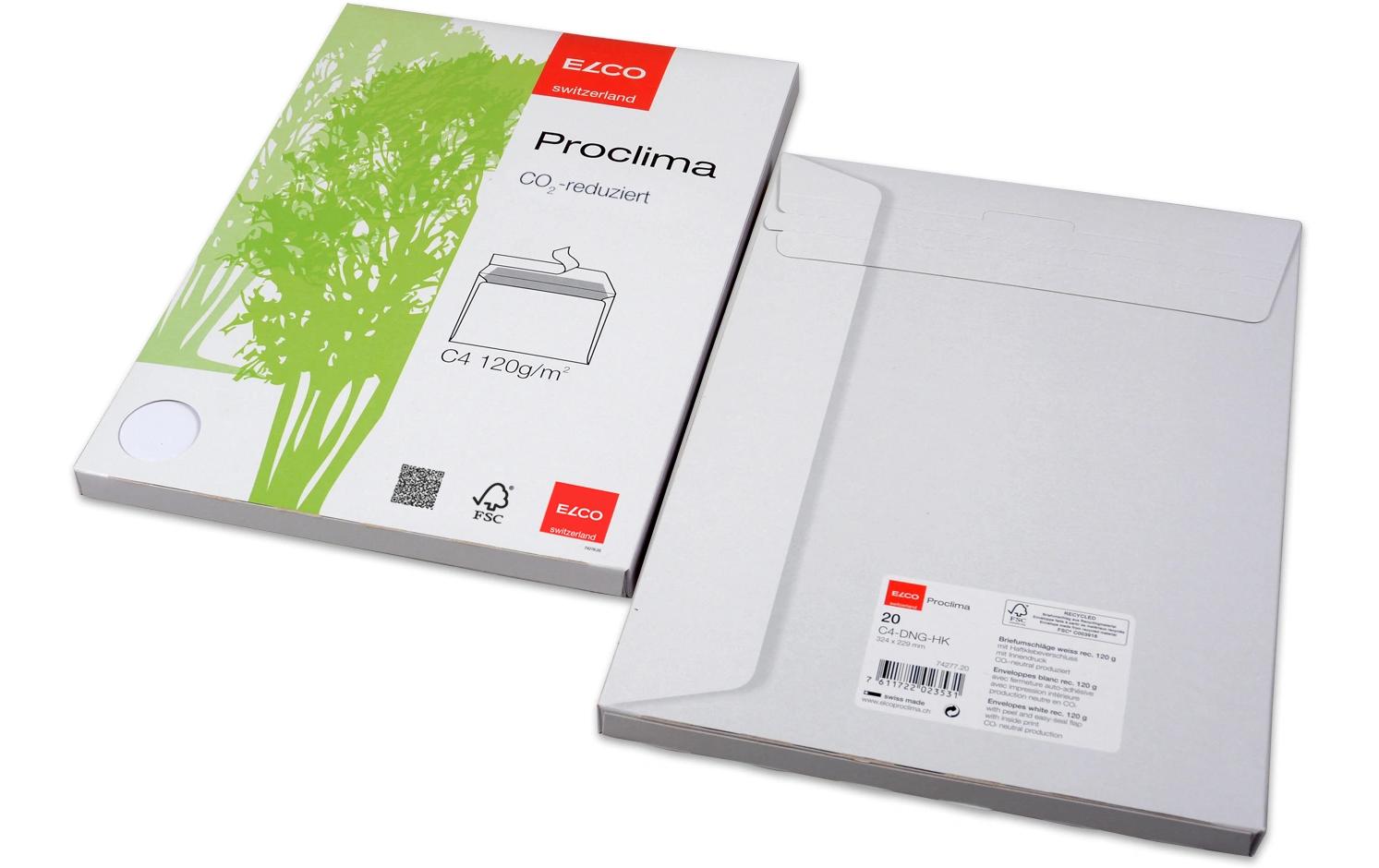Elco Couvert C4, ohne Fenster, selbstklebend, weiss, 120 g/m², Recyclingpapier – Pack à 20 Stk.
