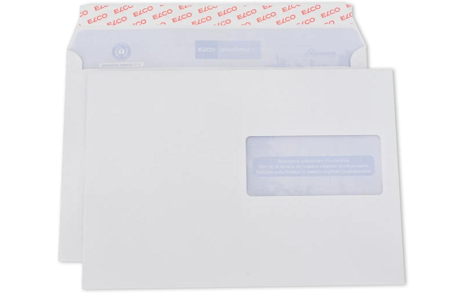 Elco Couvert C5, mit Fenster, selbstklebend, weiss, 100 g/m², Recyclingpapier