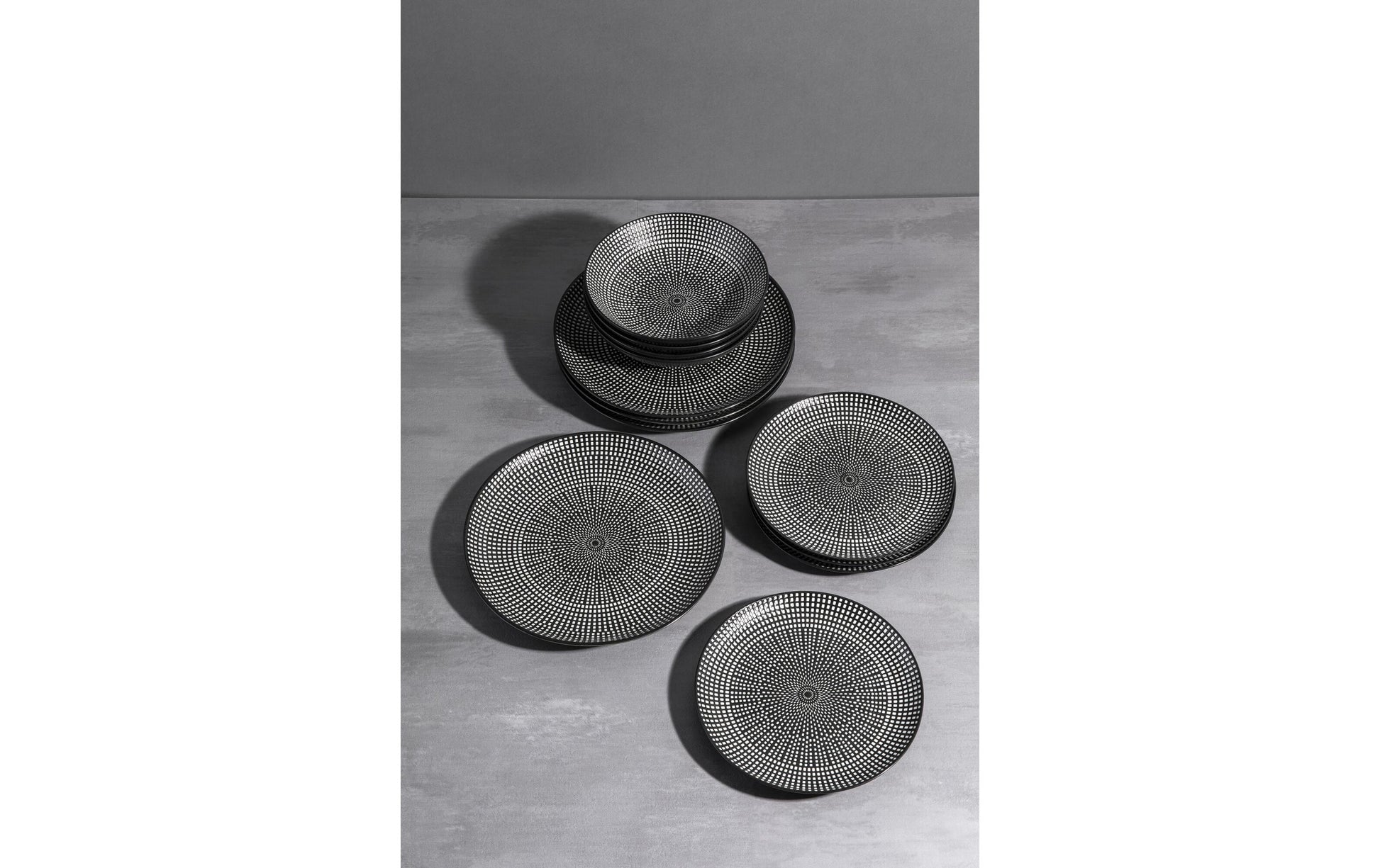 KARE Servierschale – 12-teiliges Set, 700 ml, Porzellan, Schwarz/Weiss, spülmaschinenfest, mikrowellengeeignet