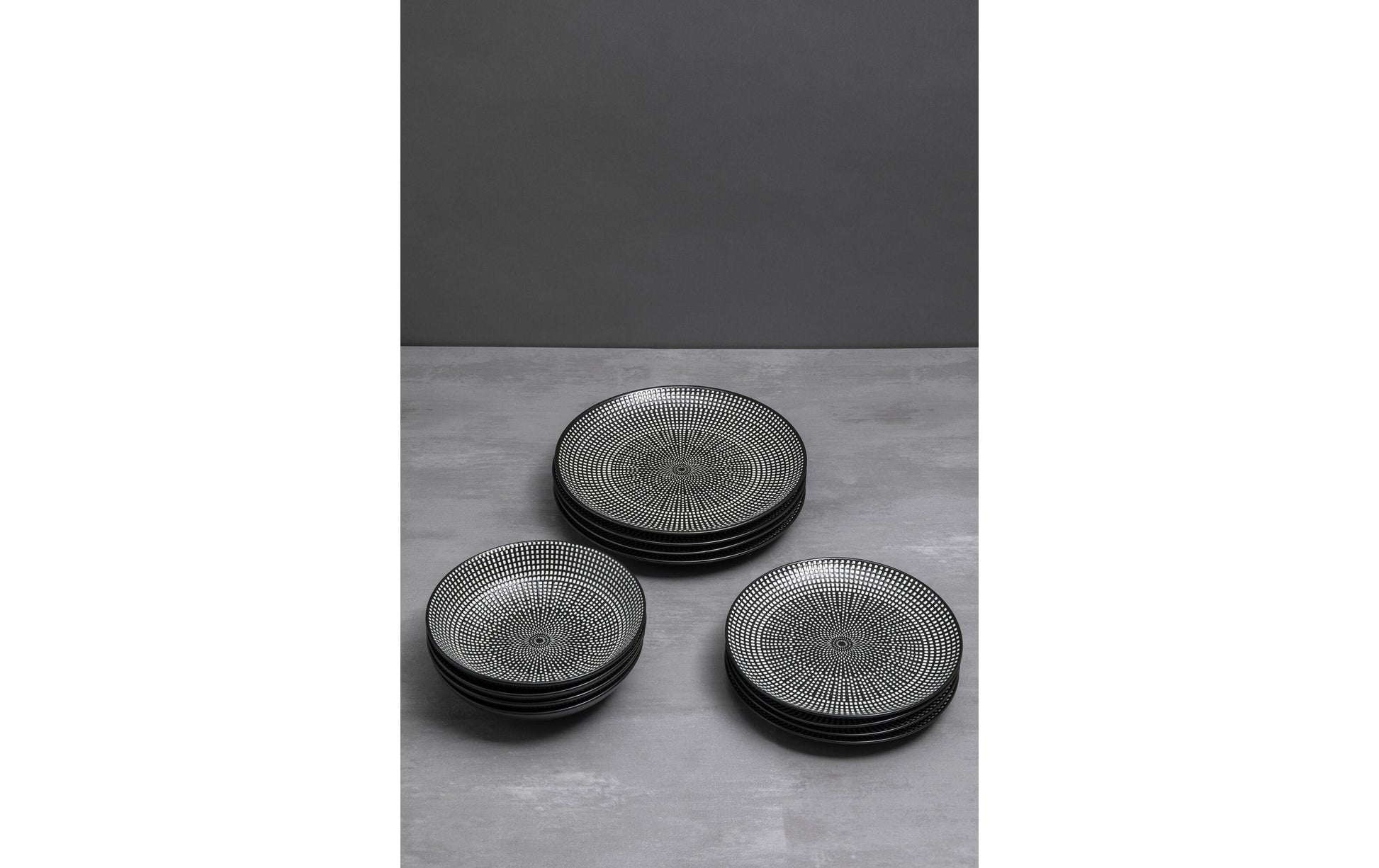 KARE Servierschale – 12-teiliges Set, 700 ml, Porzellan, Schwarz/Weiss, spülmaschinenfest, mikrowellengeeignet
