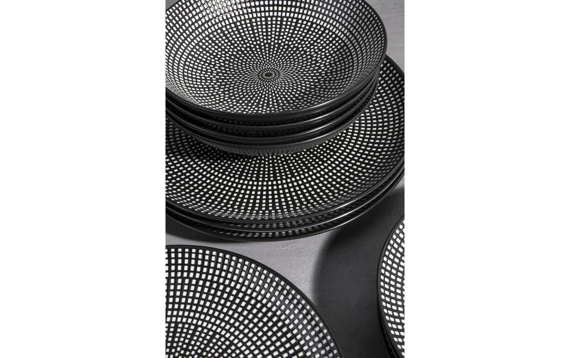 KARE Servierschale – 12-teiliges Set, 700 ml, Porzellan, Schwarz/Weiss, spülmaschinenfest, mikrowellengeeignet