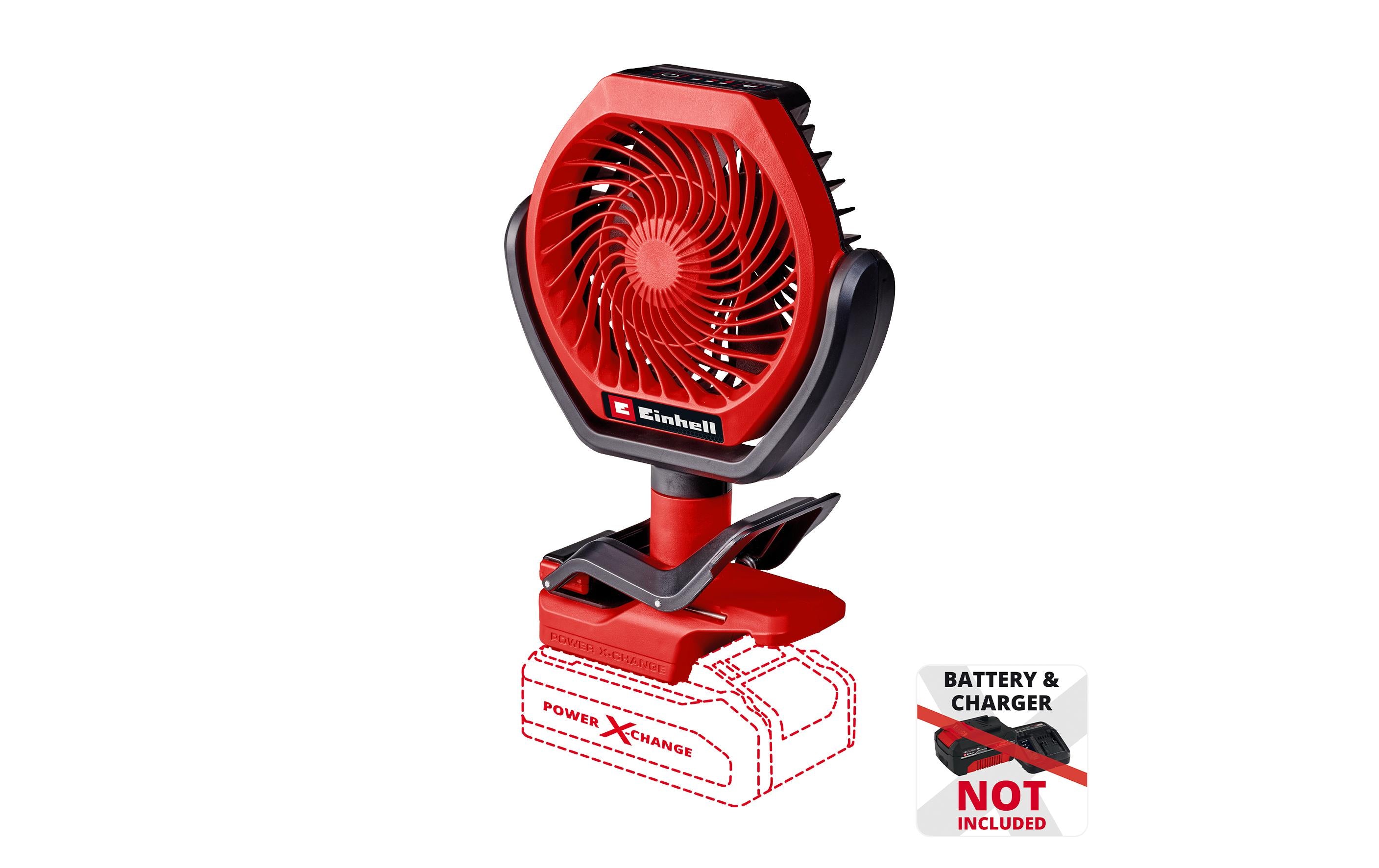 Einhell Tischventilator GC-CF 18/110 Li-Solo – oszillierend, Rot