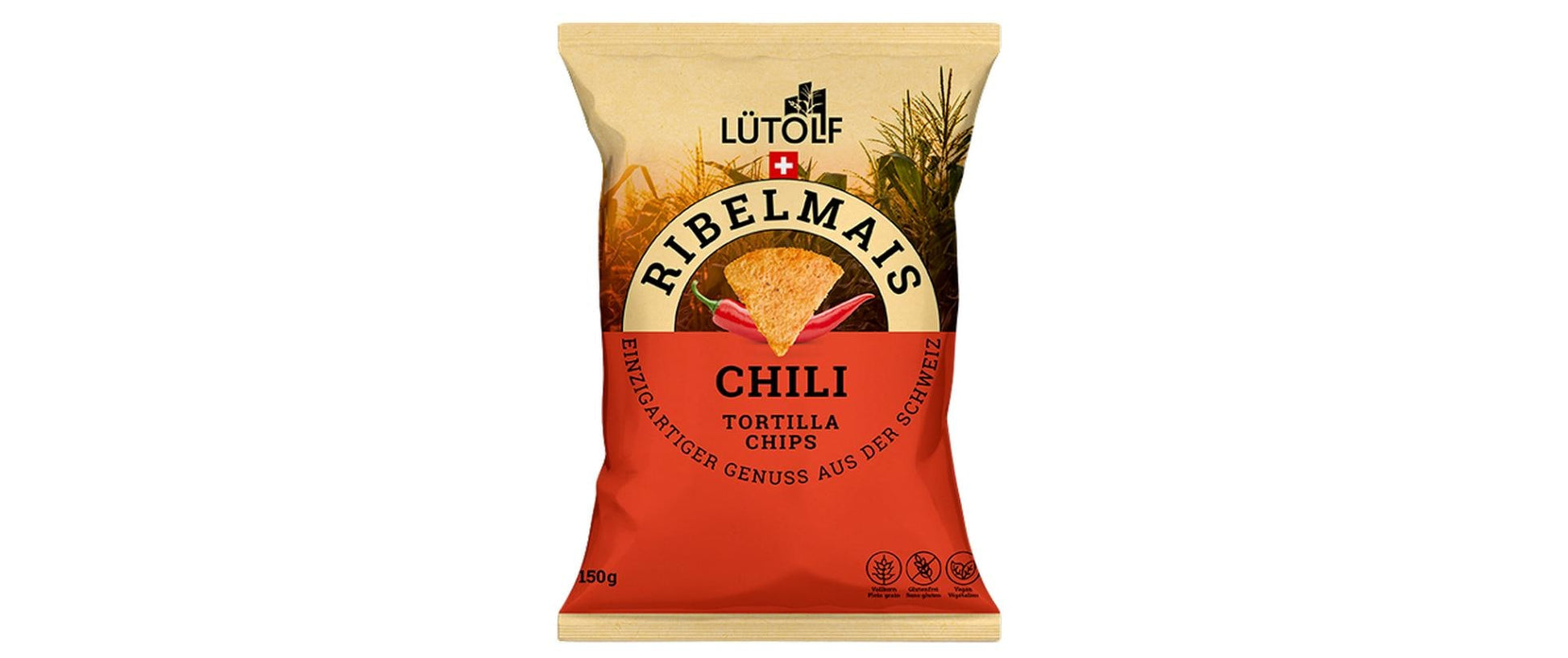 Lütolf Ribelmais Chips – Chili, glutenfrei – 150 g
