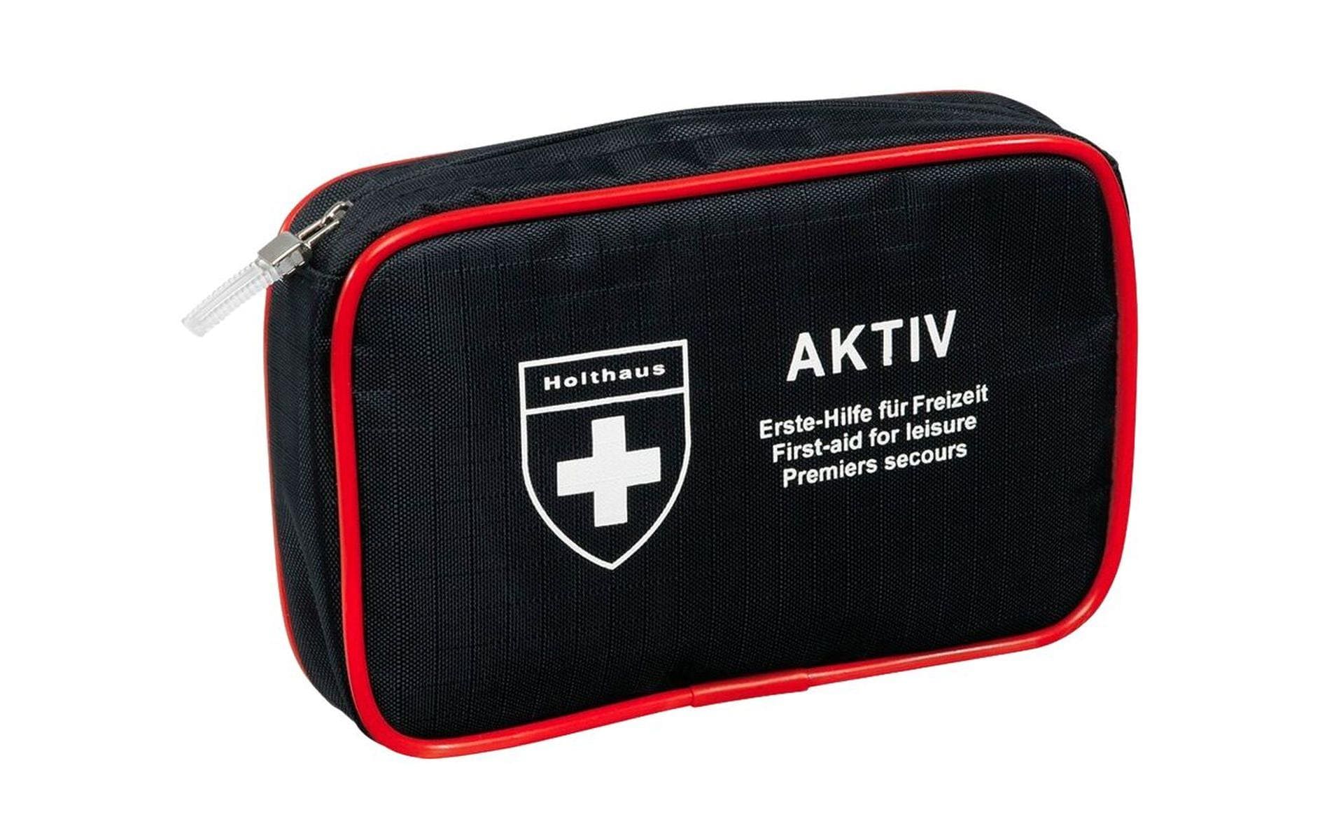 Holthaus Medical Erste-Hilfe-Set Aktiv Freizeit – für Auto & Freizeit, schwarz, 160 × 40 × 110 mm