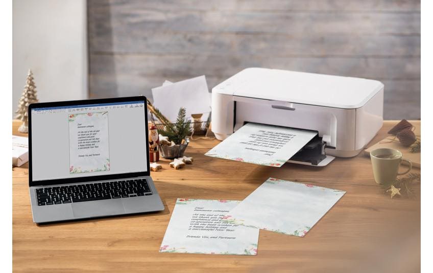 Sigel Motivpapier – A4, 90 g/m², Motiv: Christmas Magic Watercolor – für Inkjet/Laser/Kopierer – 25 Blatt