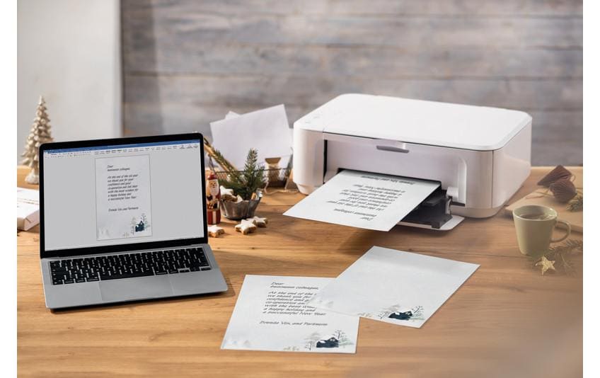 Sigel Motivpapier – A4, 90 g/m², Motiv: Gemütliches Weihnachts-Aquarell – für Inkjet/Laser/Kopierer – FSC – 25 Blatt