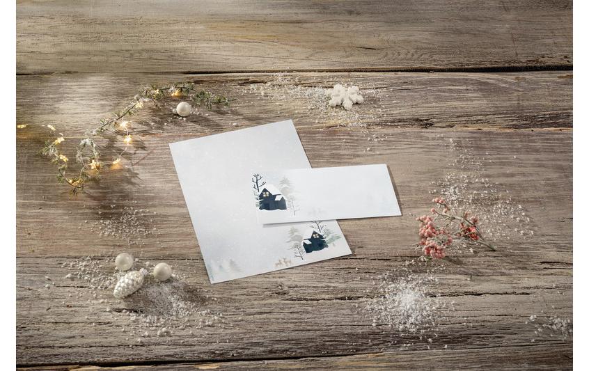 Sigel Motivpapier – A4, 90 g/m², Motiv: Gemütliches Weihnachts-Aquarell – für Inkjet/Laser/Kopierer – FSC – 25 Blatt
