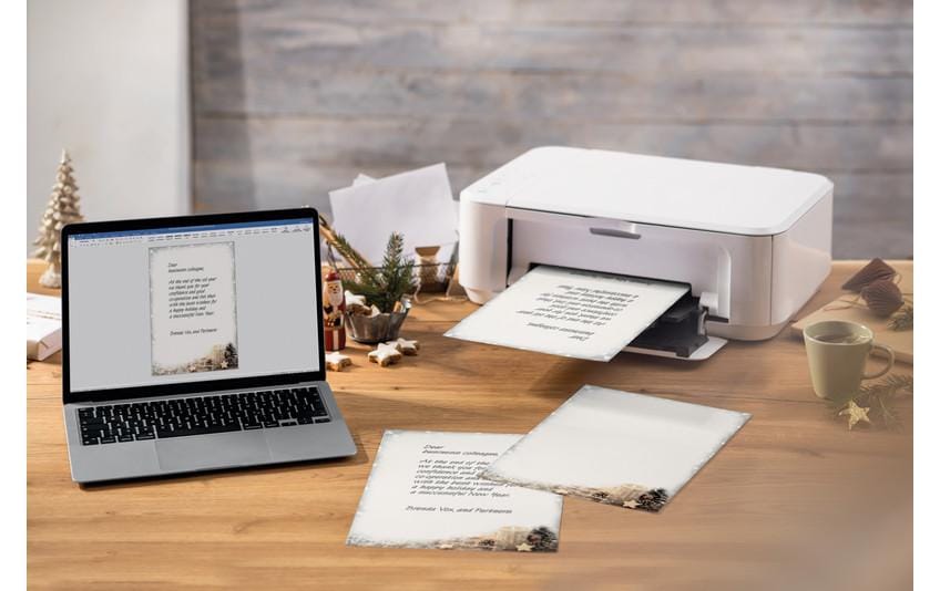 Sigel Motivpapier – A4, 90 g/m², Motiv Beige Weihnachtskerze – für Inkjet/Laser/Kopierer – FSC – 25 Blatt