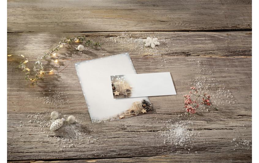 Sigel Motivpapier – A4, 90 g/m², Motiv Beige Weihnachtskerze – für Inkjet/Laser/Kopierer – FSC – 25 Blatt