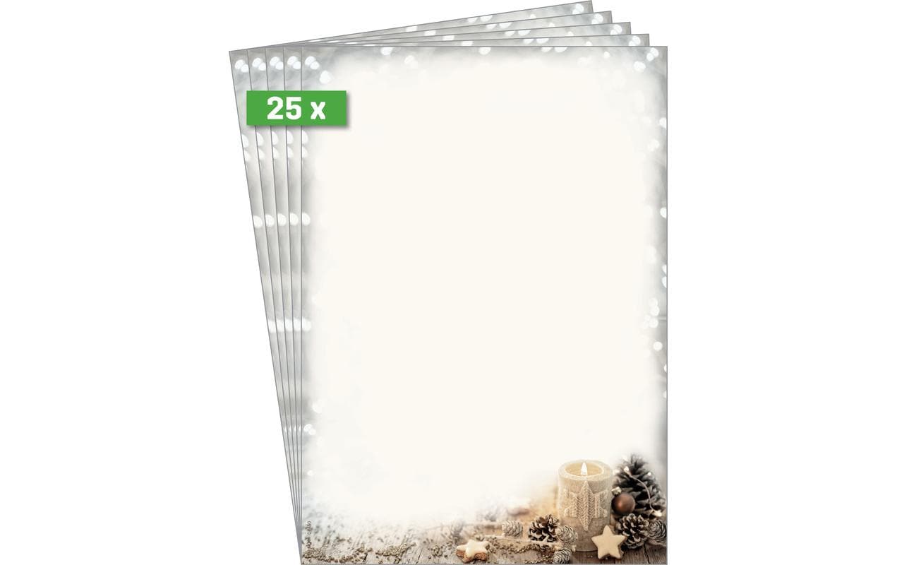 Sigel Motivpapier – A4, 90 g/m², Motiv Beige Weihnachtskerze – für Inkjet/Laser/Kopierer – FSC – 25 Blatt