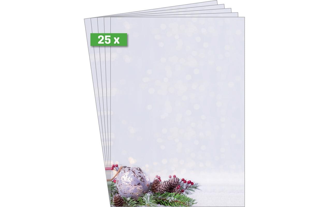 Sigel Motivpapier – A4, 90 g/m², Motiv: Charmful Christmas – für Inkjet/Laser/Kopierer – FSC – 25 Blatt