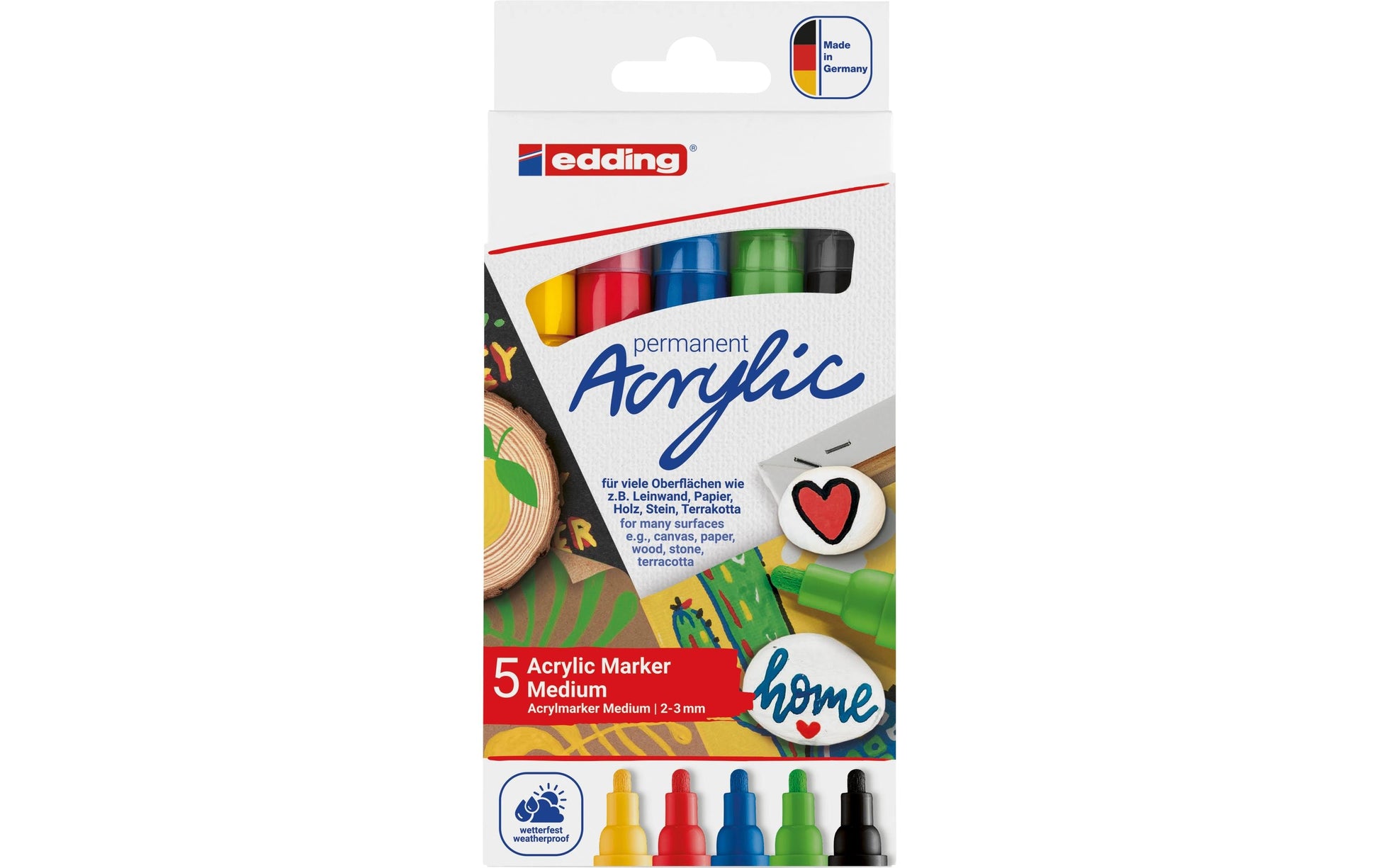 Edding Permanentmarker für dunkles Papier – sortiert, 5er Set