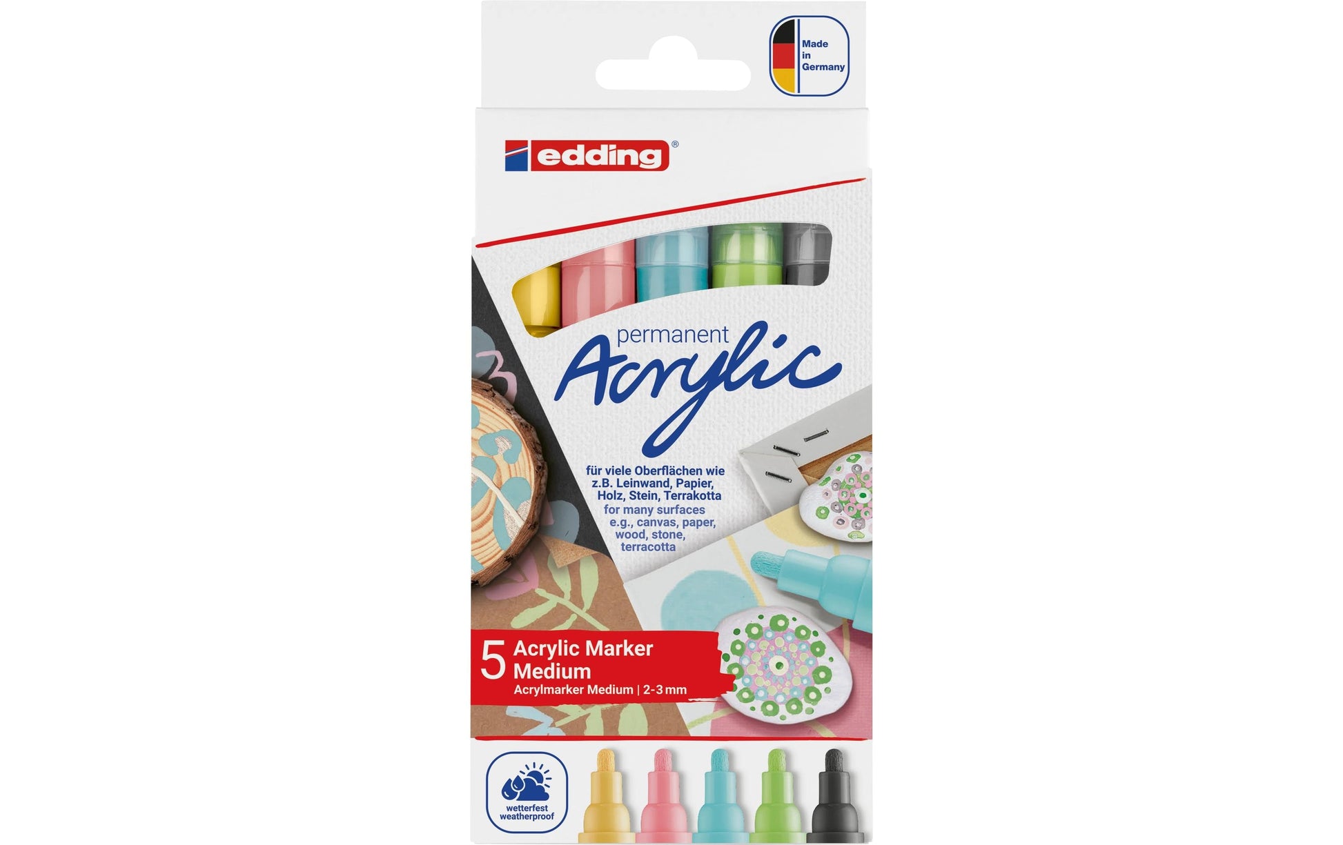 Edding Acrylmarker – schwarz, 5er Set