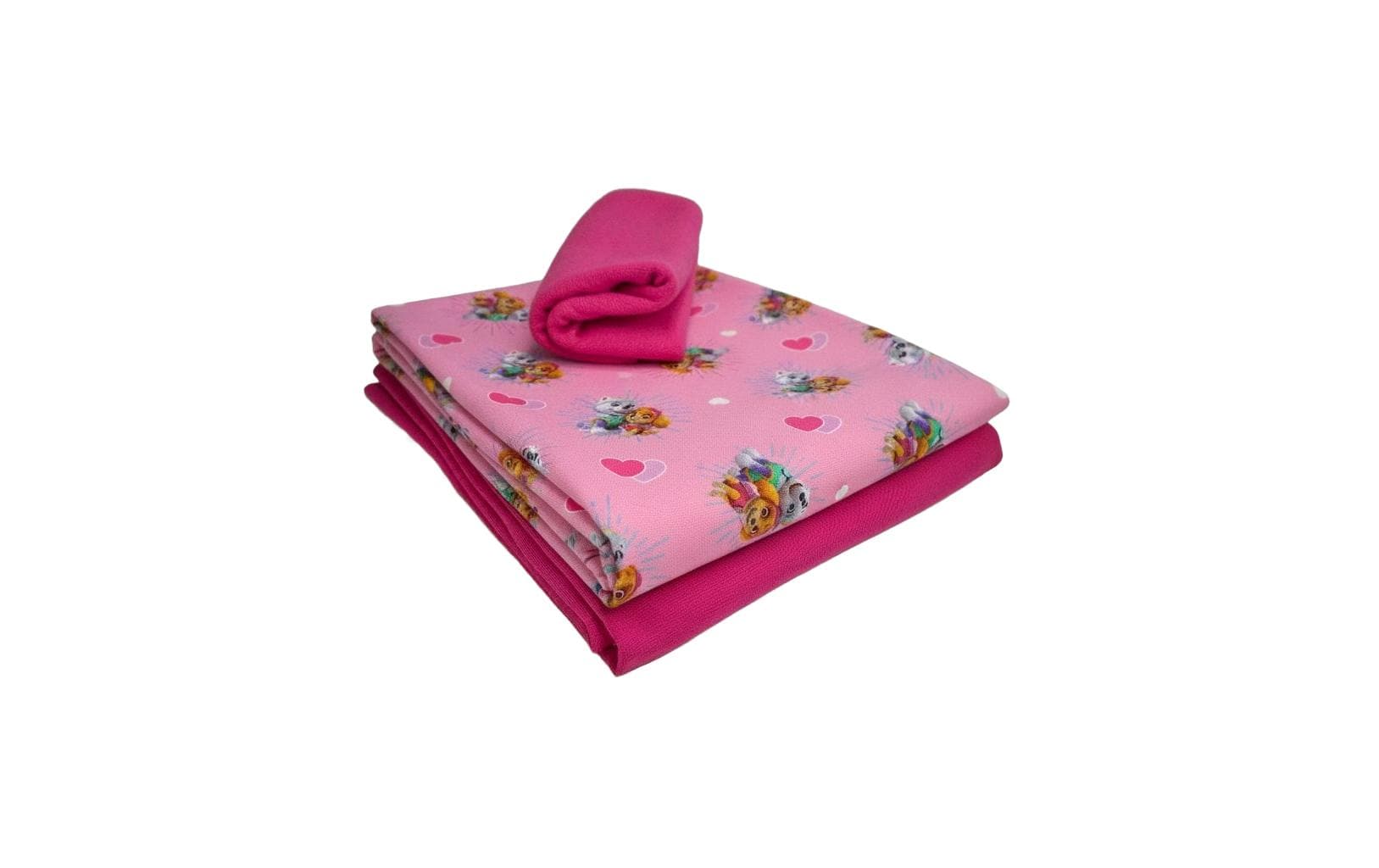 Stoffe Dekostoff, Jersey (Elasthan), Paw Patrol Herzen, Pink, 148 × 50 cm