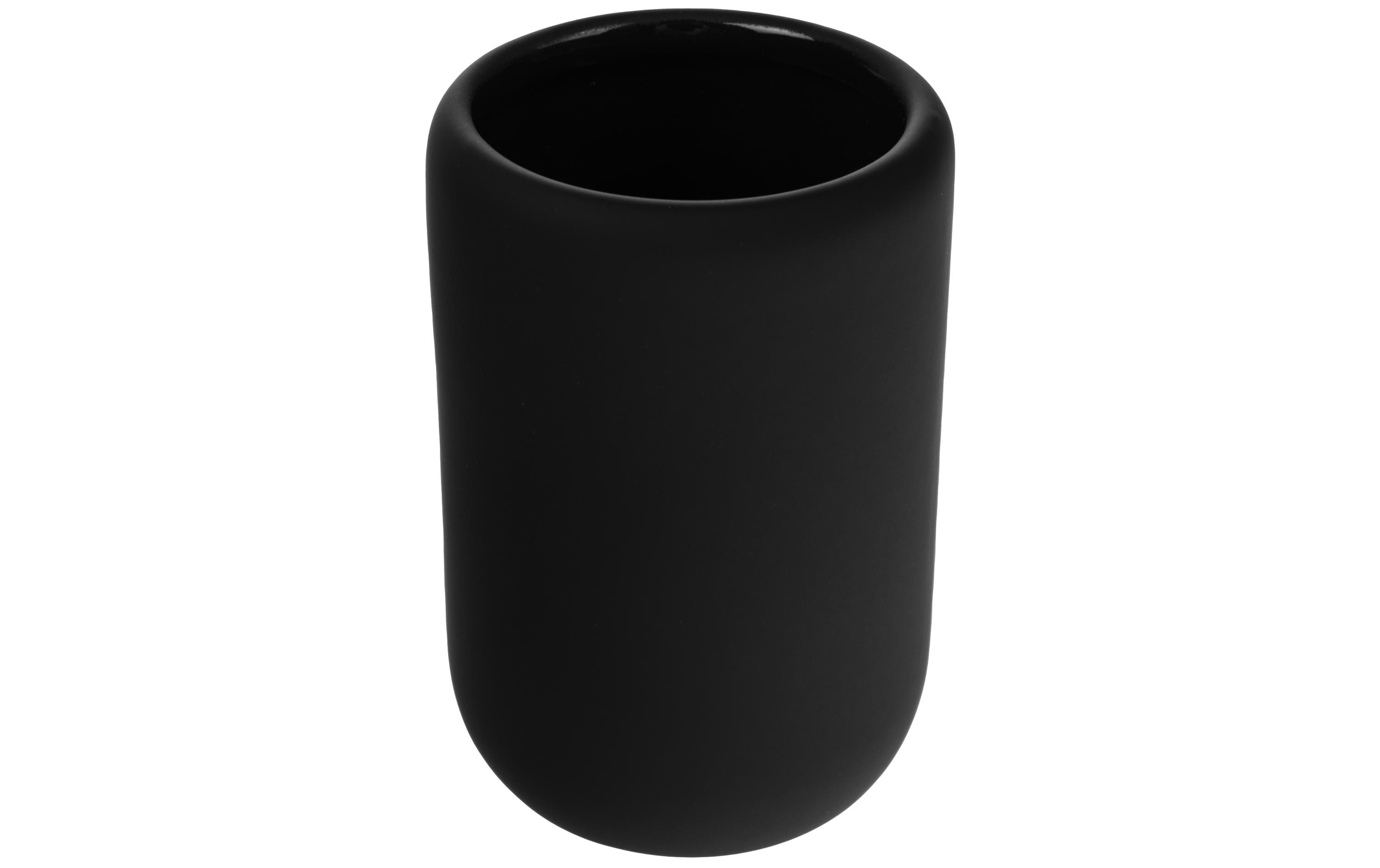 Cocon Zahnputzbecher – Keramik, 7,5×7,5×12 cm, Schwarz