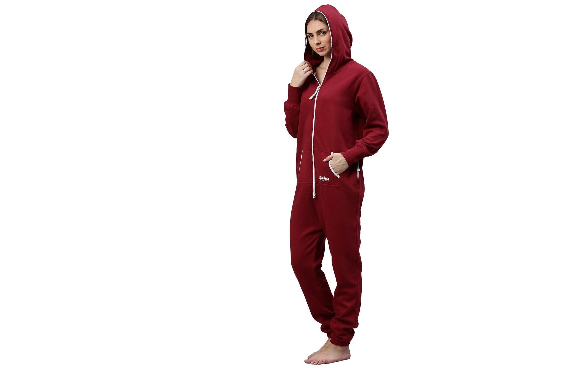 Switcher Jumpsuit – XS – Burgund, Baumwolle/Polyester, mit Geleetasche
