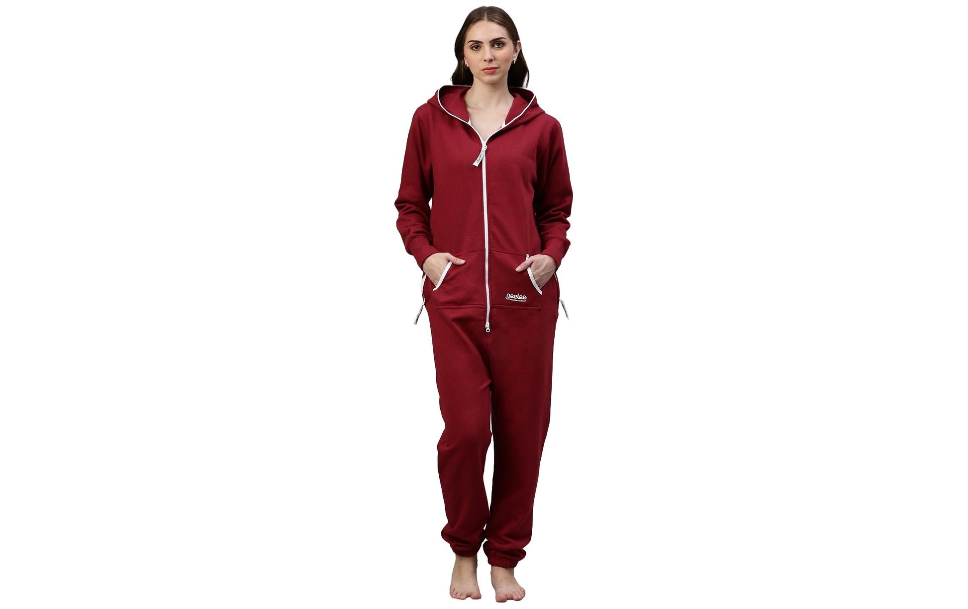 Switcher Jumpsuit – XS – Burgund, Baumwolle/Polyester, mit Geleetasche