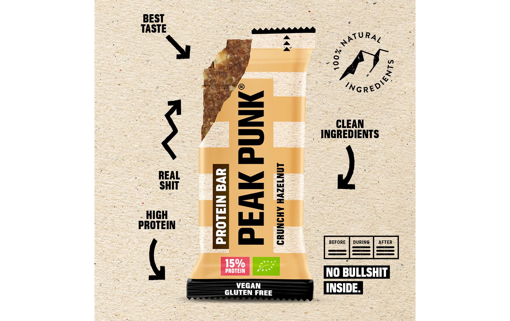 Peak punk Protein-Riegel – Haselnuss, Bio – 12 × 55 g