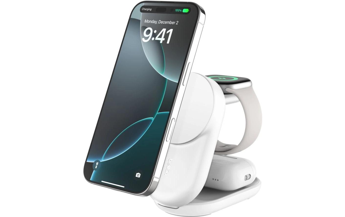 Belkin UltraCharge Ladestation – 25 W, Qi, magnetisch, klappbar, 3-in-1