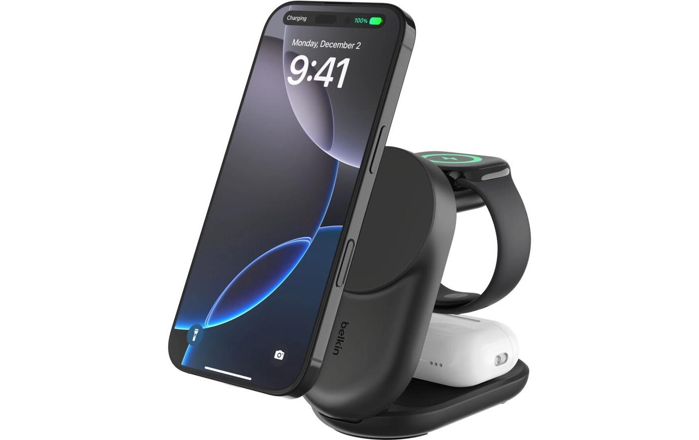 Belkin UltraCharge 3-in-1 Ladestation – 25 W, Qi, magnetisch, klappbar