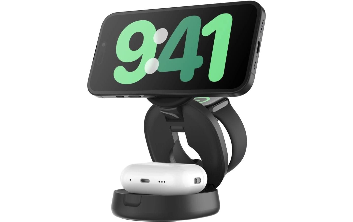 Belkin BoostCharge Z-Fold 3-in-1 Ladeständer – Qi2 – 15 W – für Qi2 Geräte – Schwarz