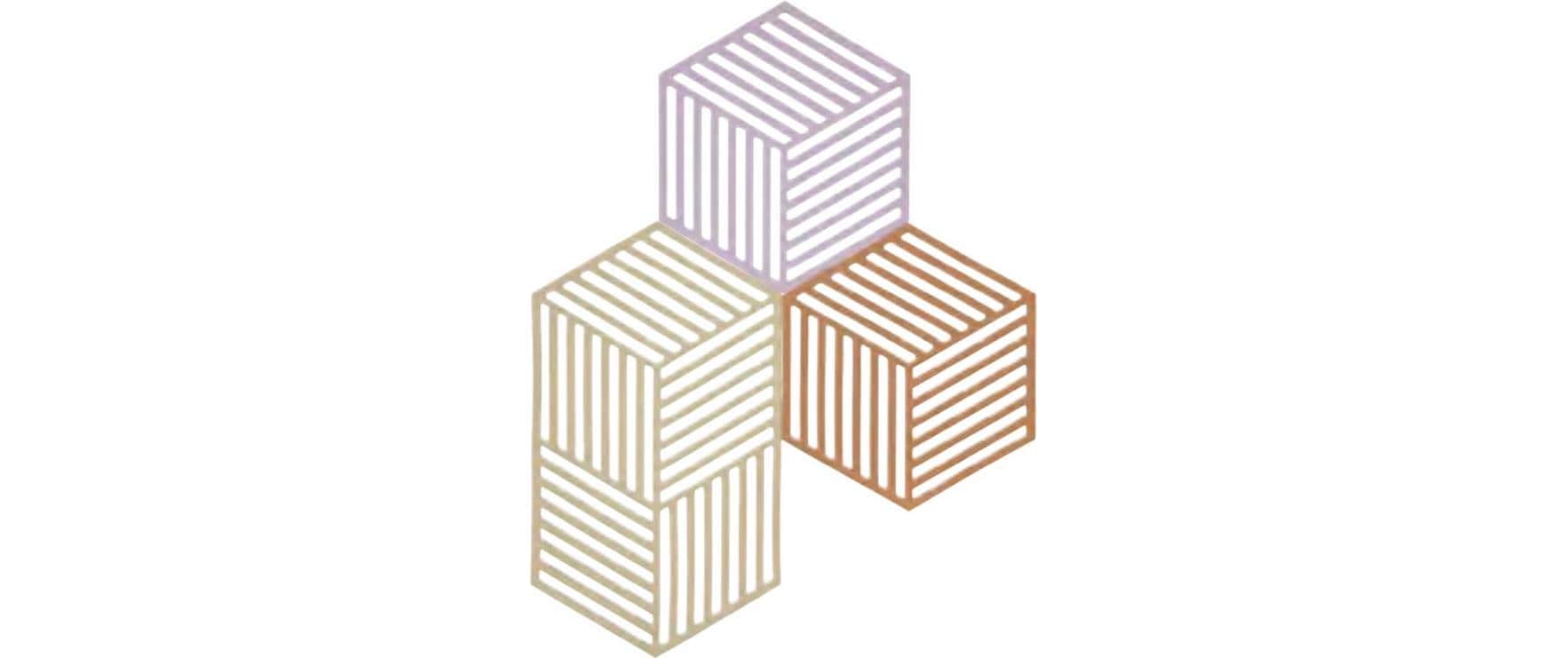 Zone Denmark Hexagon – Topfuntersetzer, 3er Set, 14 × 16/24 × 0,9 cm, Silikon, Mehrfarbig