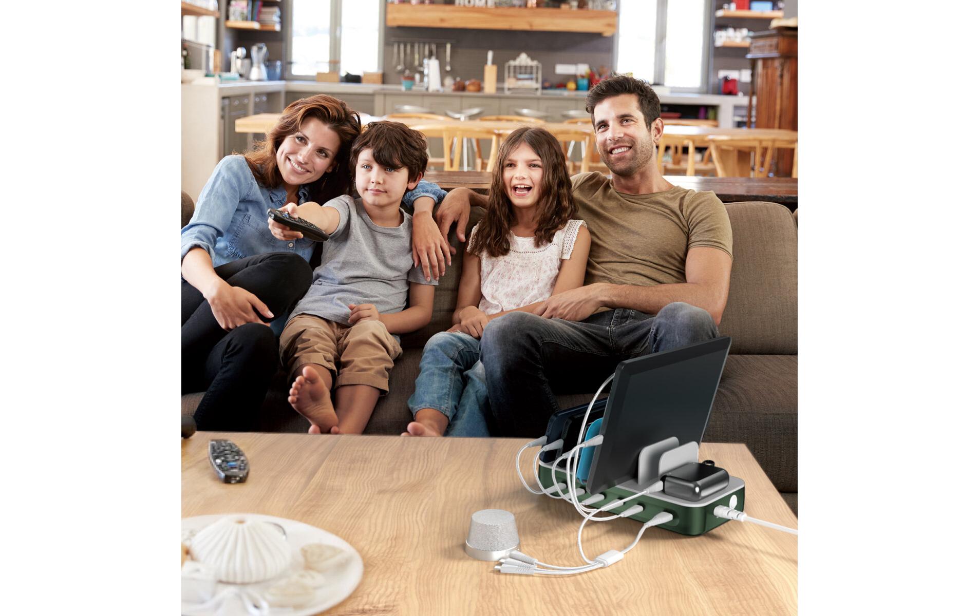 4smarts Ladestation – 5× USB-C + 1× USB-A, Hüllenfreundlich – für Nintendo Switch, Universal, Smartphone u. a.
