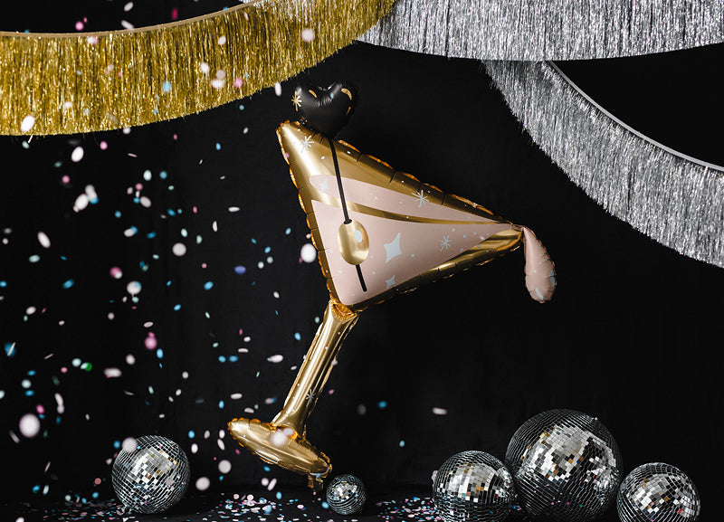 PartyDeco Folienballon Glas – 126 × 93 cm – Folie, Gold