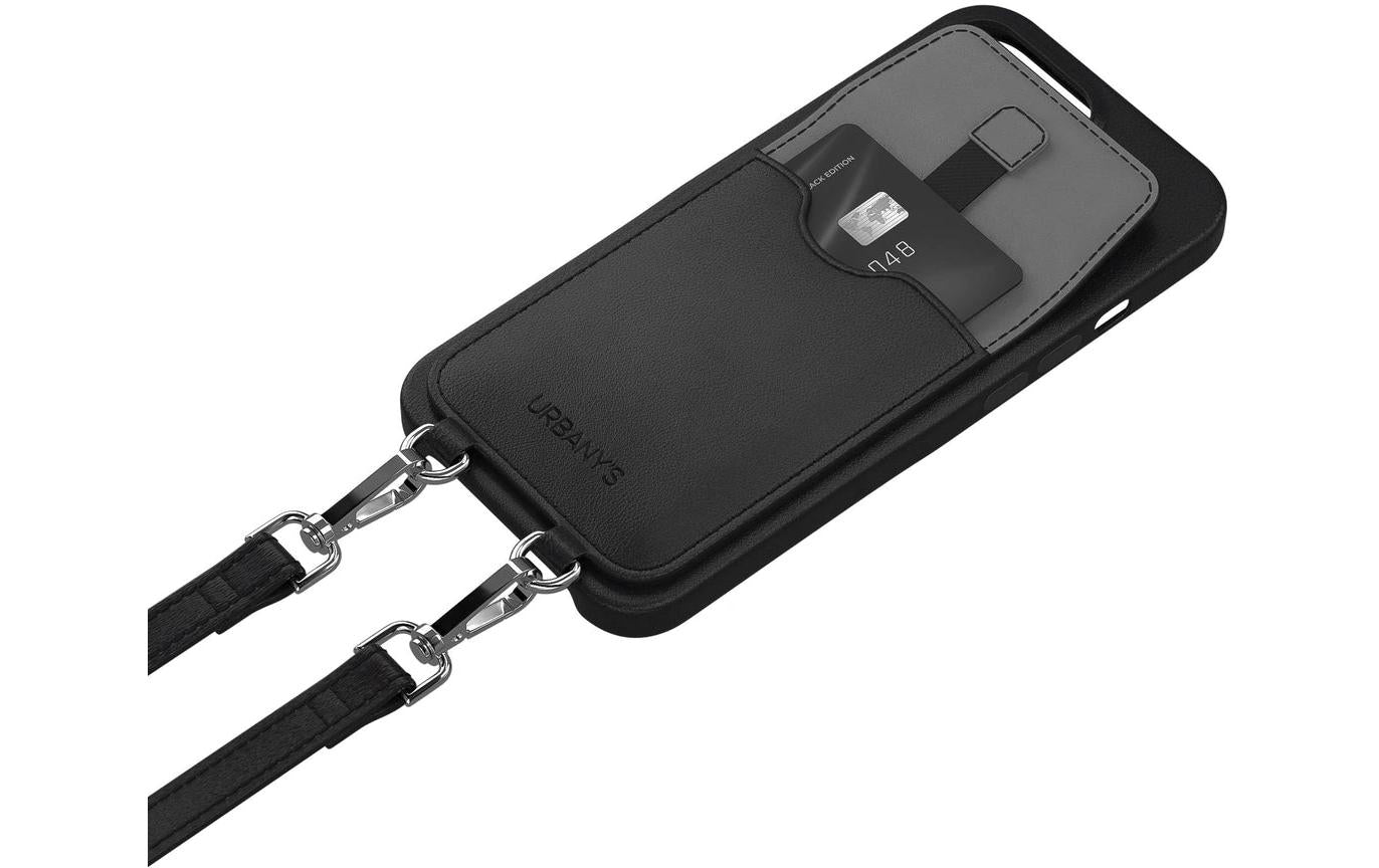 Urbany's Necklace-Hülle – für Apple iPhone 17 – Night Owl, schwarz – Kunstleder – mit Kartenfach