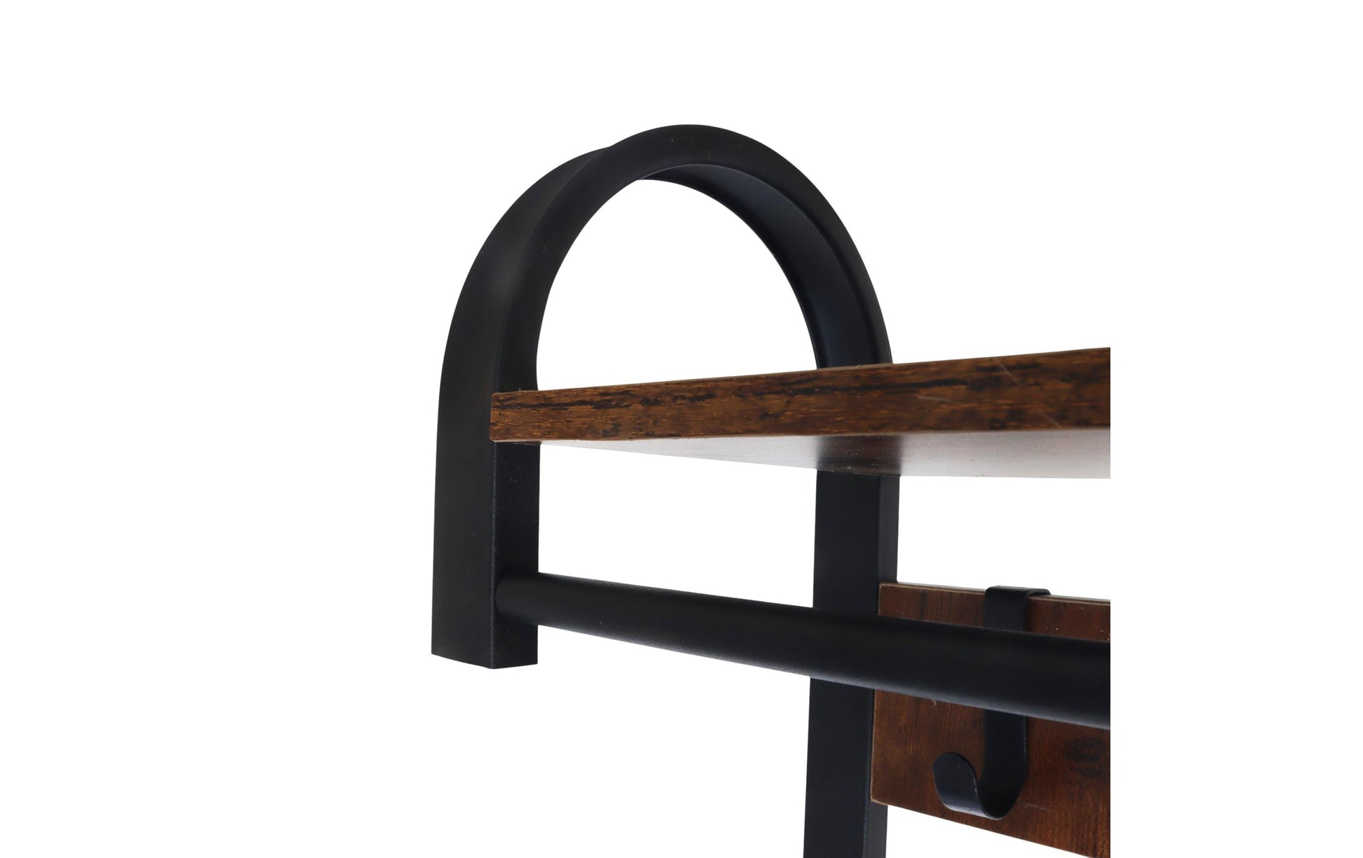 Relaxdays Garderobe mit Schuhregal – Stahl/MDF, Schwarz/Dunkelbraun, 69 × 30 × 182 cm, Traglast 95 kg